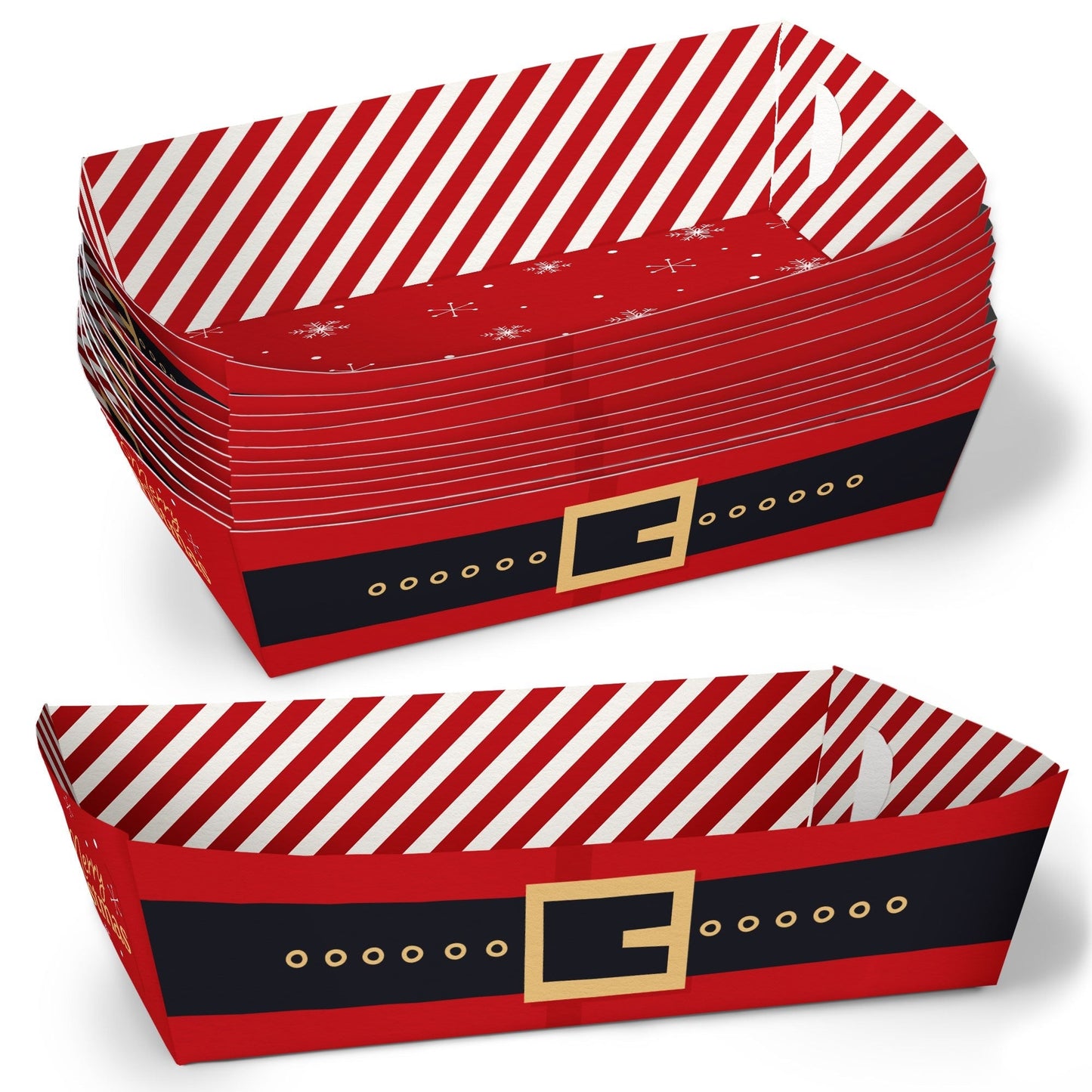 Jolly Santa Paper Food Trays - 12 Ct