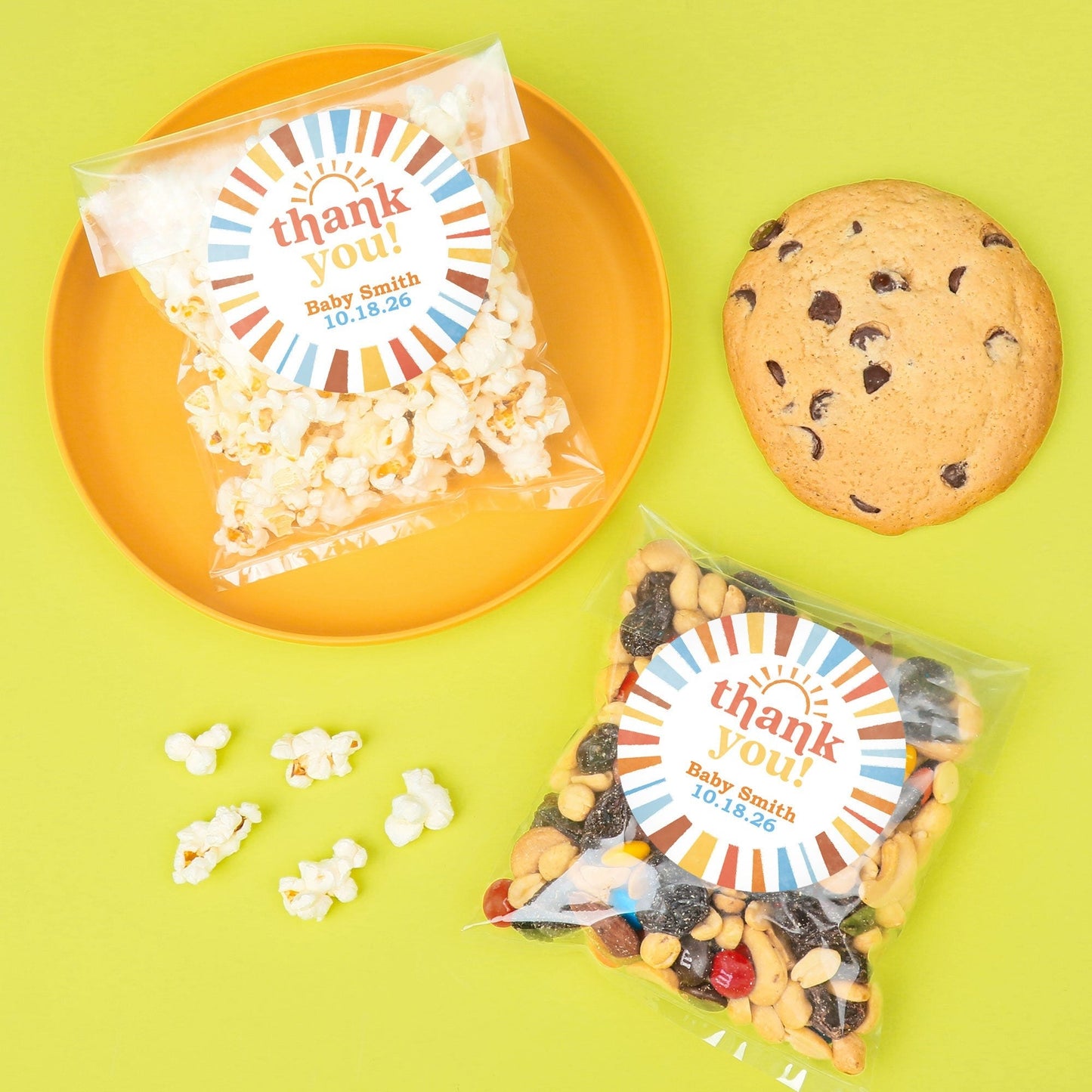 Custom Text Stickers & Clear Cookie Bags - Here Comes The Son