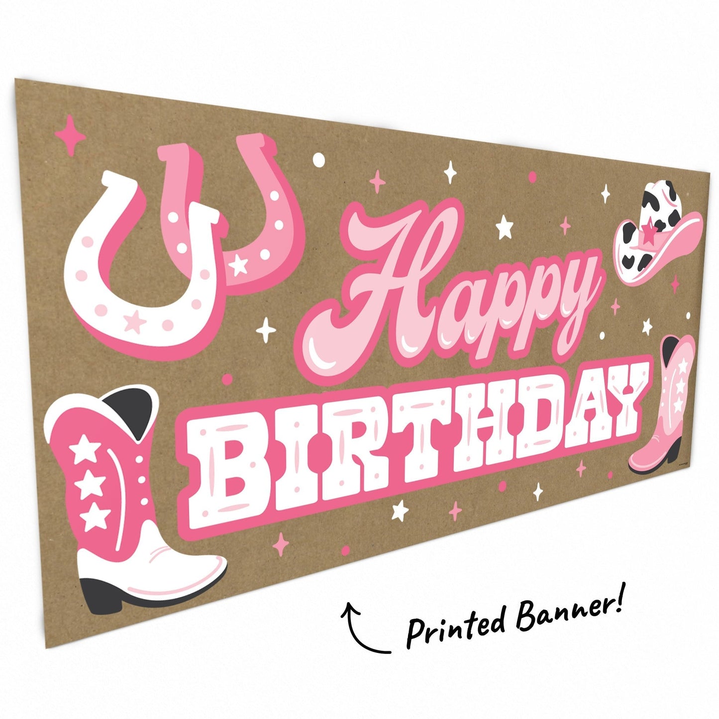 Rodeo Cowgirl Birthday Kraft Banner