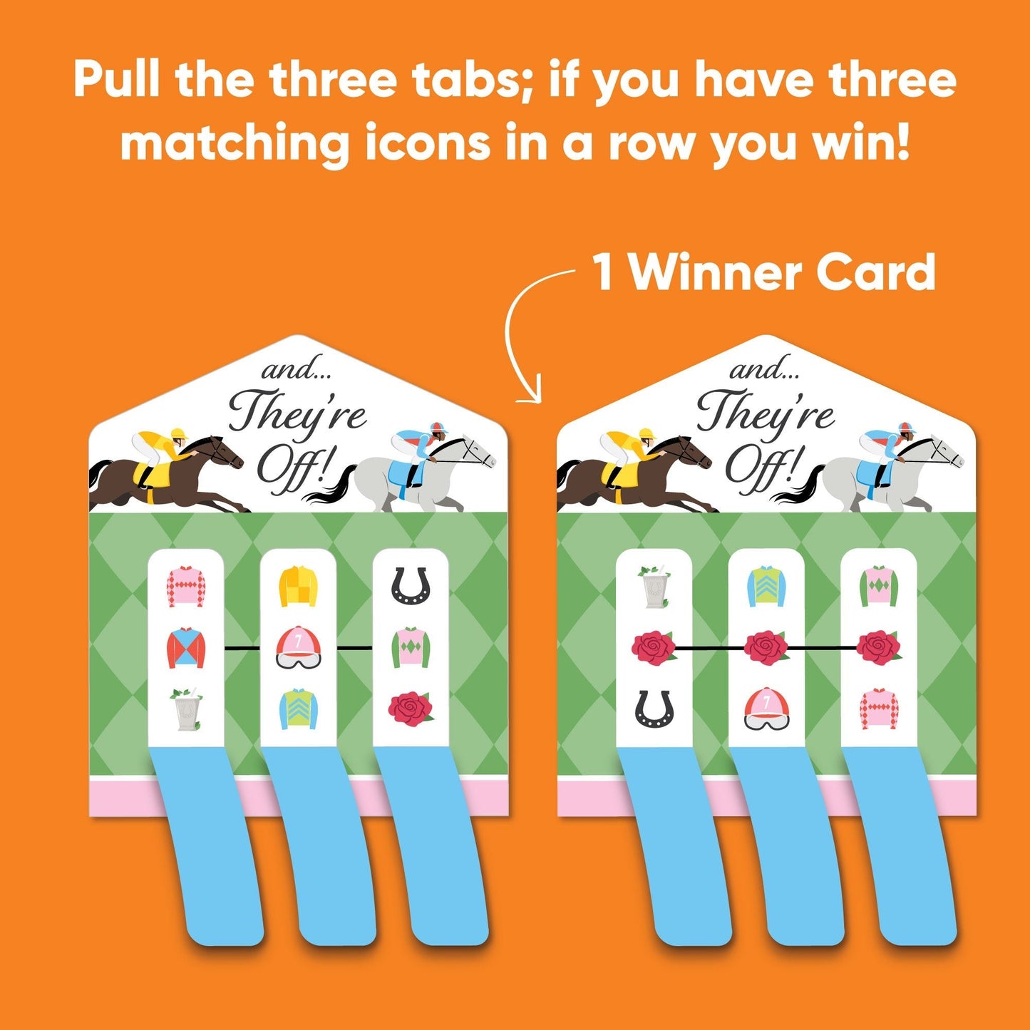 Derby Horse Race 3-In-A-Row Pull Tabs Game - 12 Ct