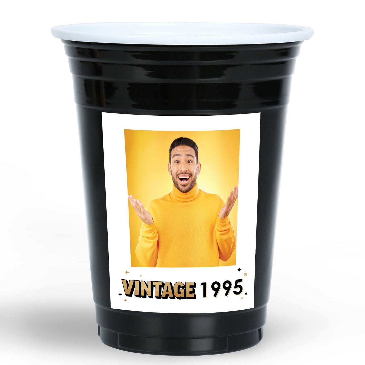 Custom Photo Party Cups - Vintage Birthday - 16 Ct
