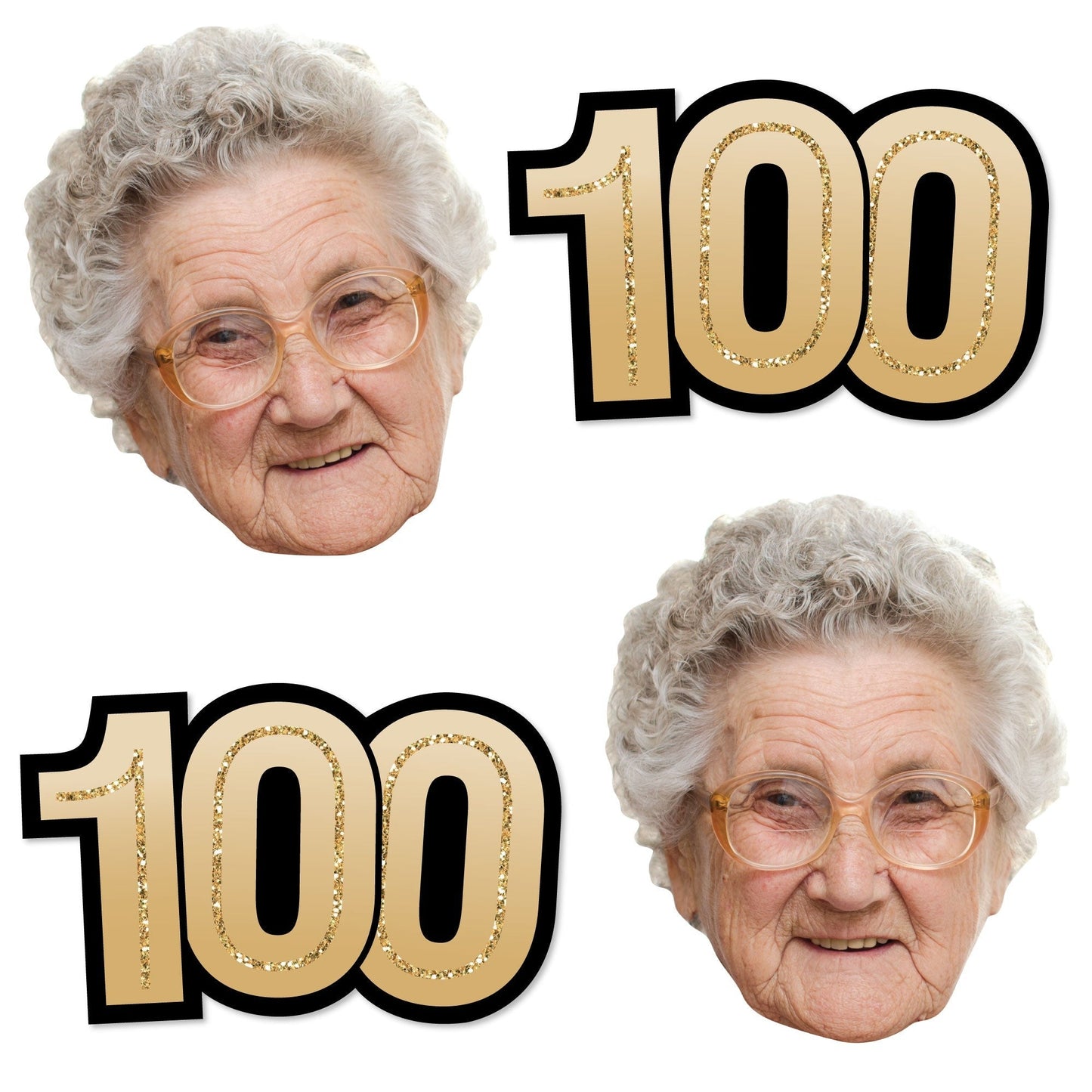 Custom Photo 100th Birthday Face Cutout Essentials - 20 Ct