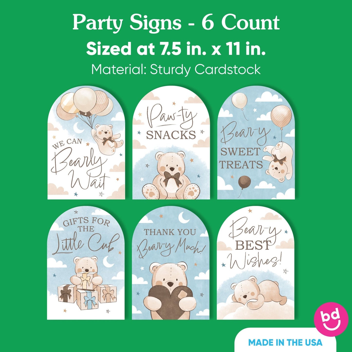 We Can Bearly Wait Party Signs Set - 6 Ct
