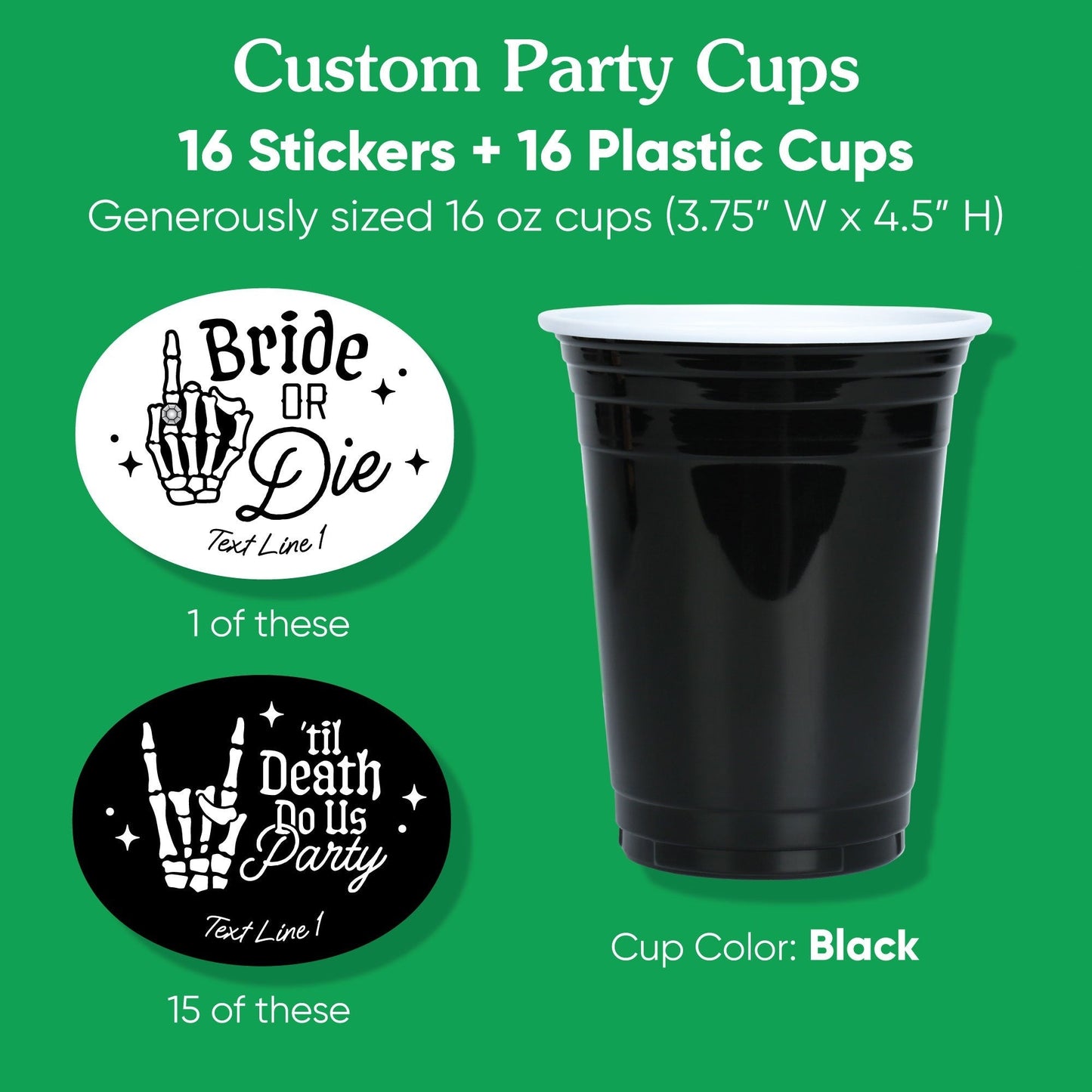 Custom Text Party Cups - Custom Til Death Do Us Party - 16 Ct