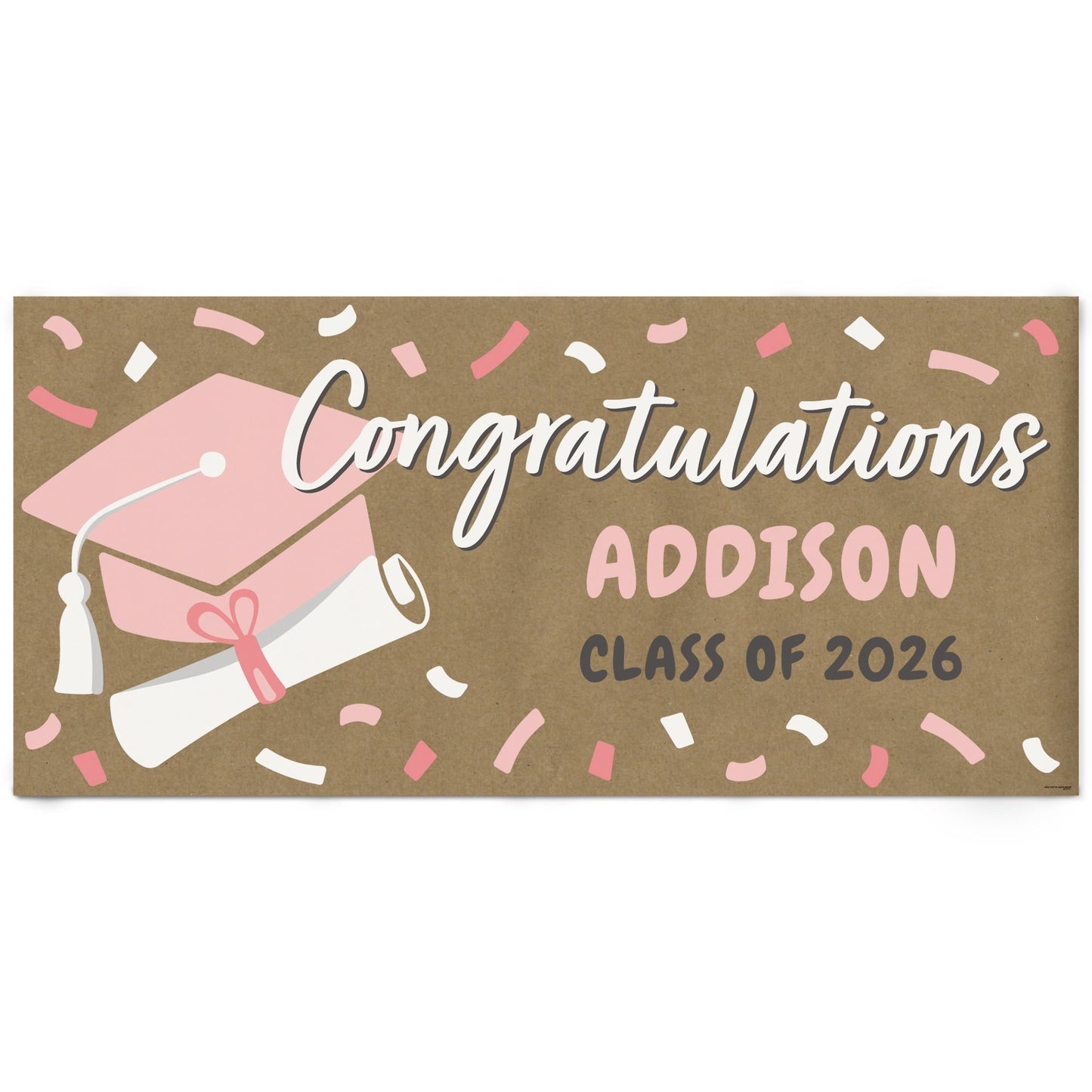 Custom Text Rose Gold Grad Kraft Banner