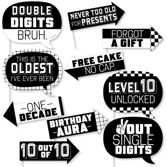 10th Birthday Bruh Funny Photo Props - 10 Ct