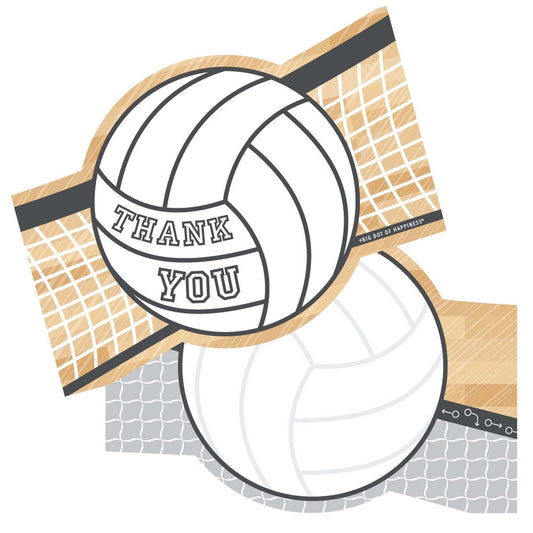 Bump, Set, Spike - Volleyball - Shaped Thank You Cards - Baby Shower or Birthday Party Thank You Note Cards with Envelopes - Set of 12