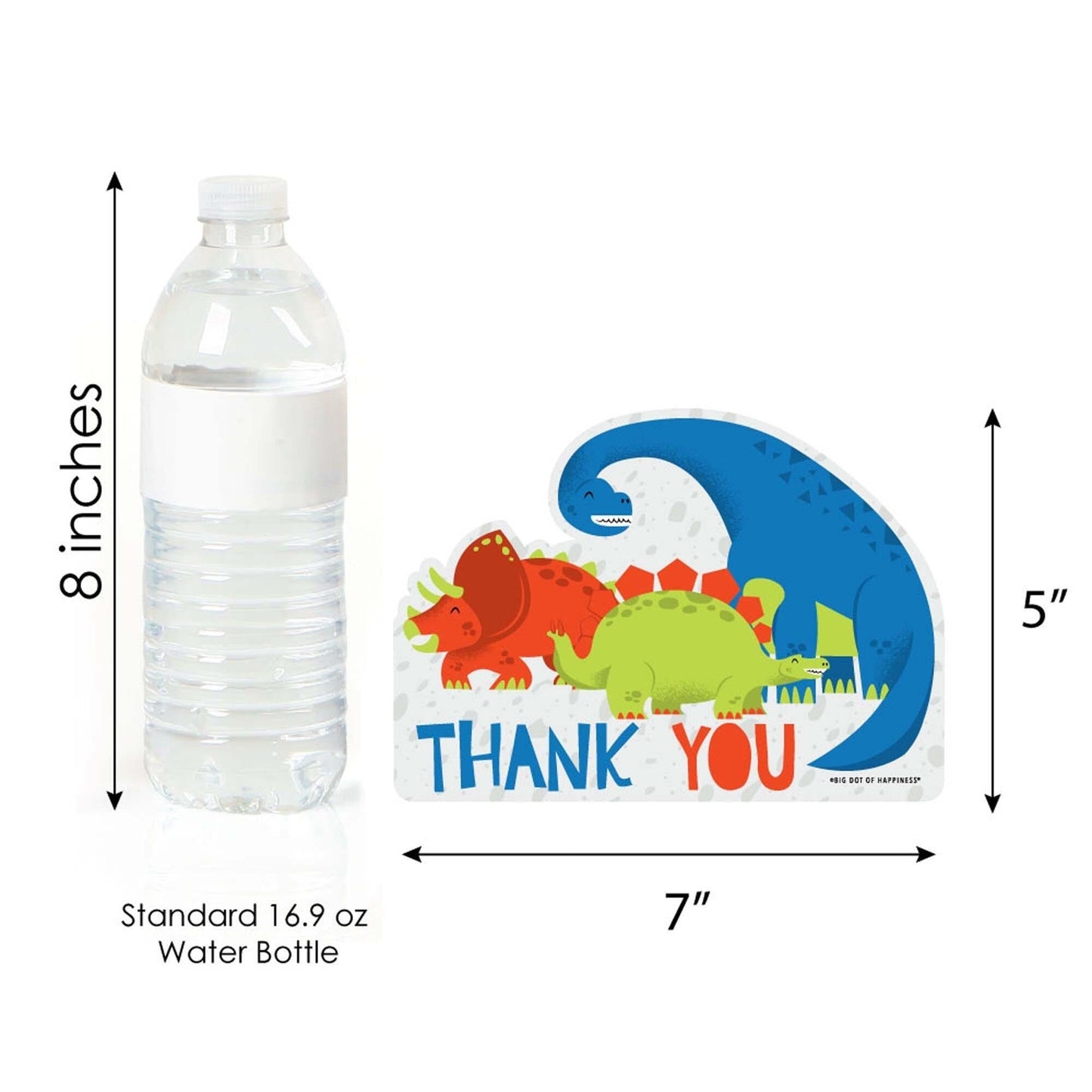Roar Dinosaur - Shaped Thank You Cards - Dino Mite T-Rex Baby Shower or Birthday Party Thank You Note Cards with Envelopes - Set of 12