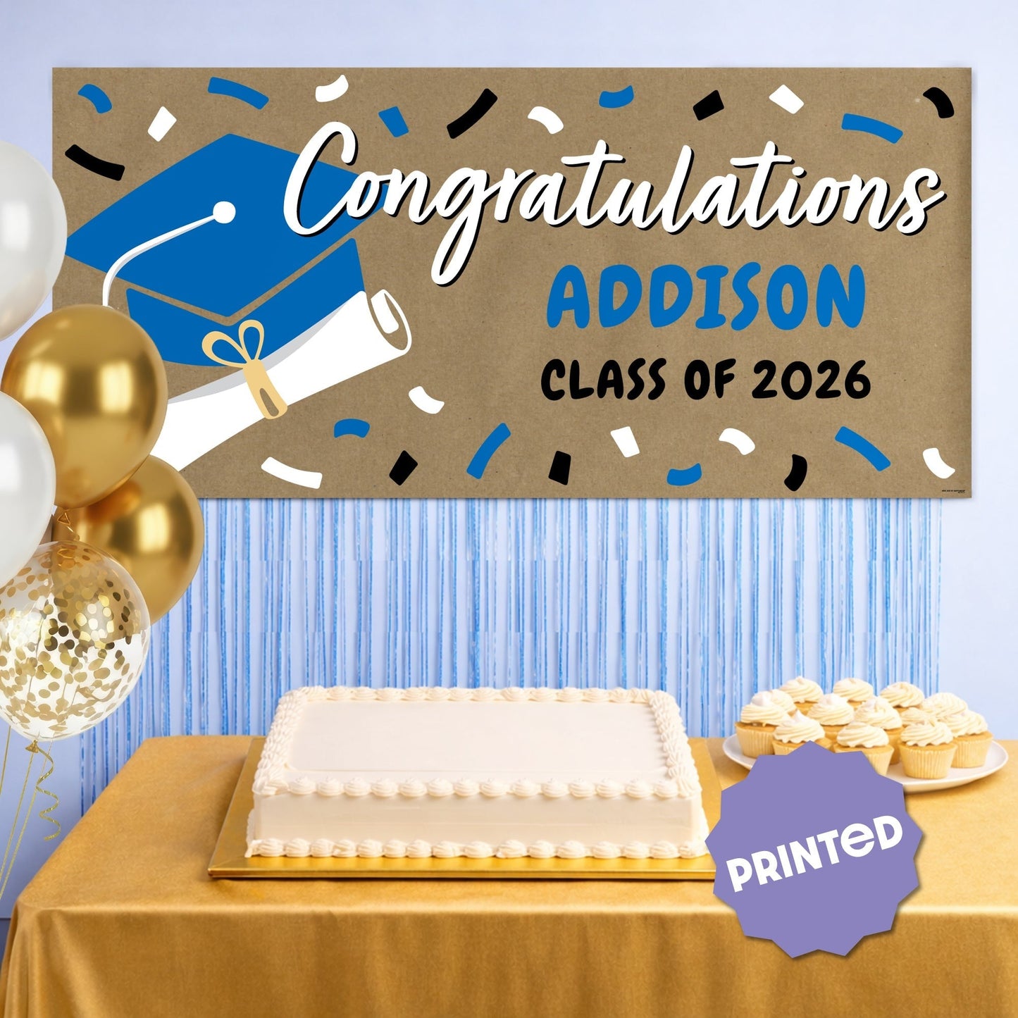 Custom Text Blue Grad Kraft Banner