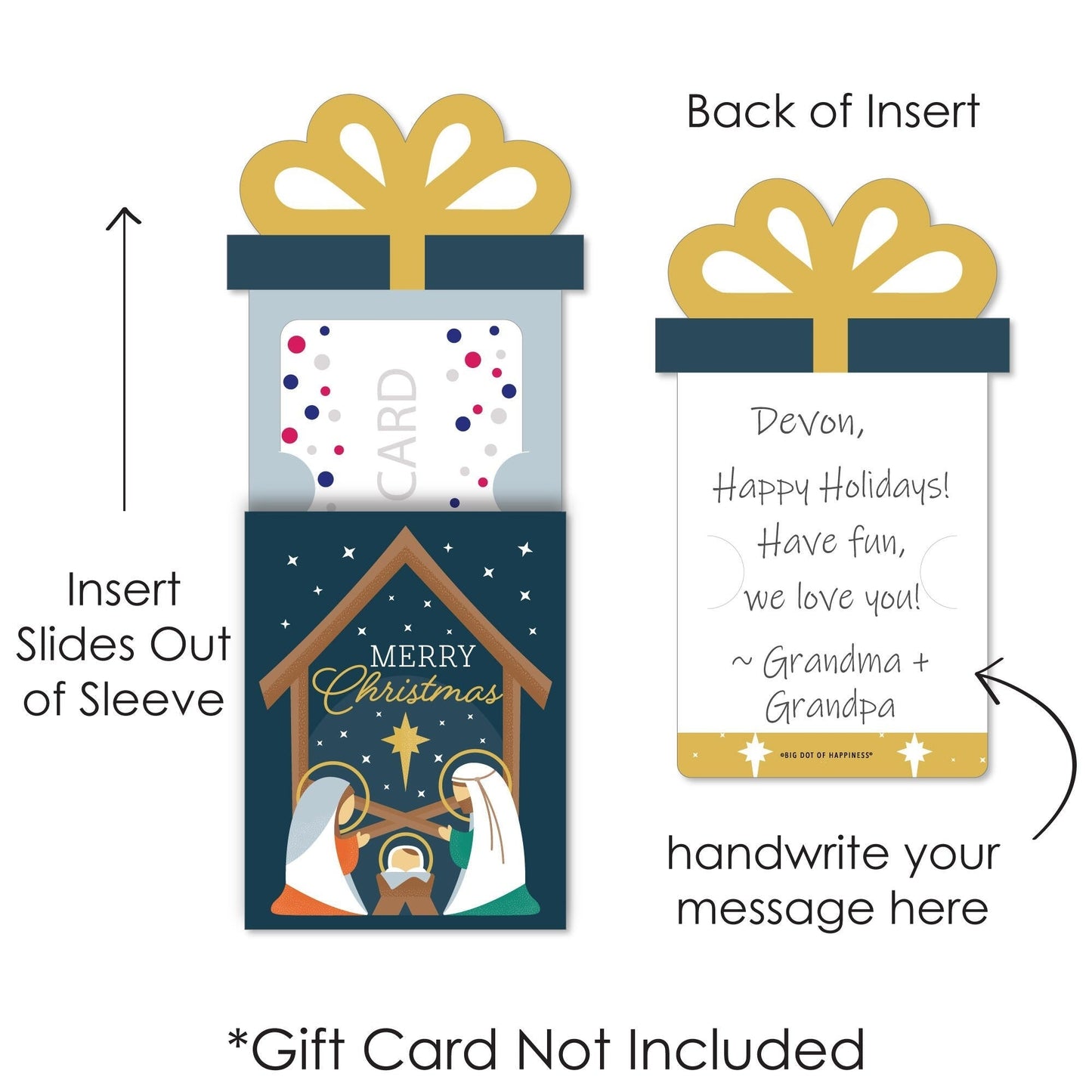 Holy Nativity - Manger Scene Religious Christmas Money and Gift Card Sleeves - Nifty Gifty Card Holders - Set of 8