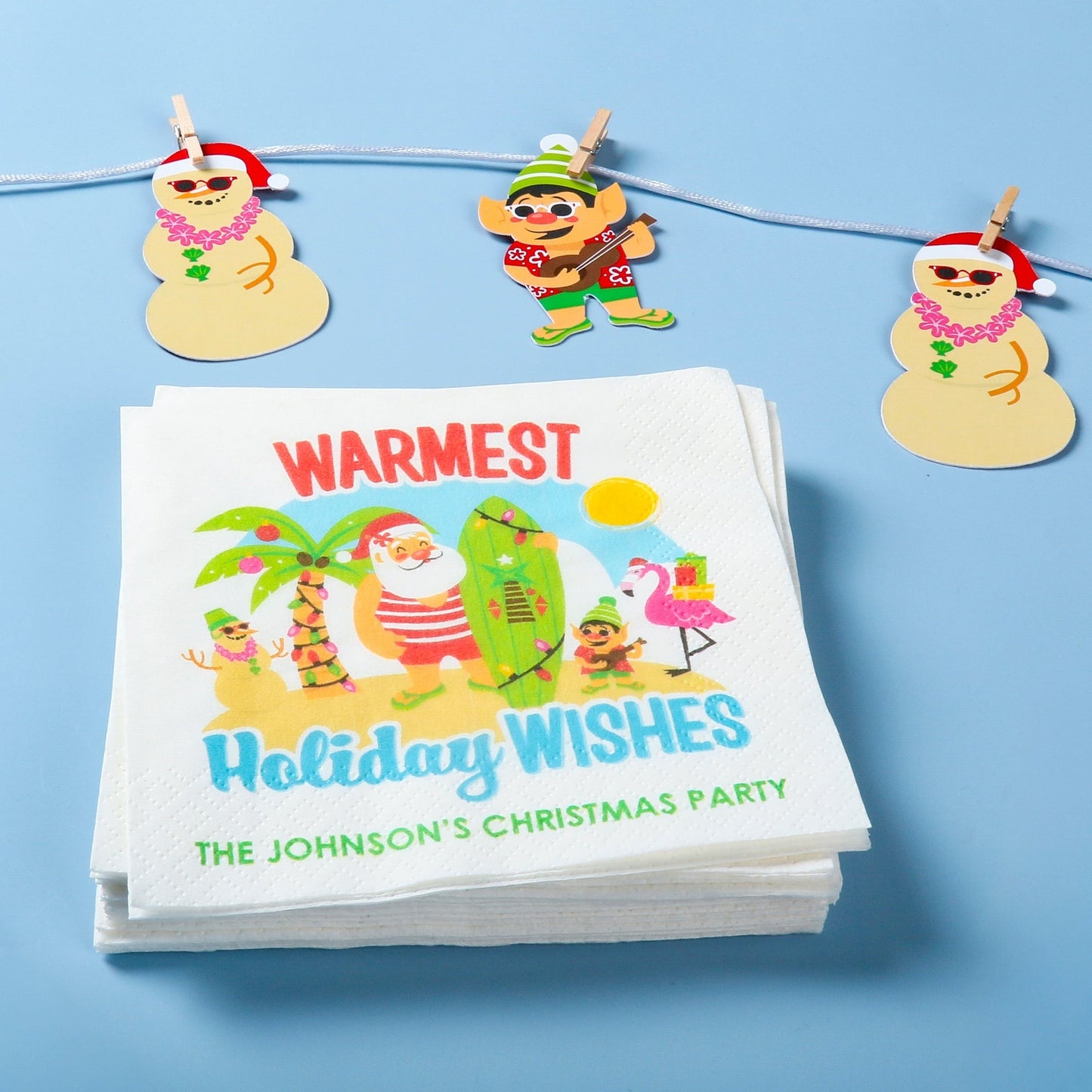 Custom Text Napkins - Tropical Christmas