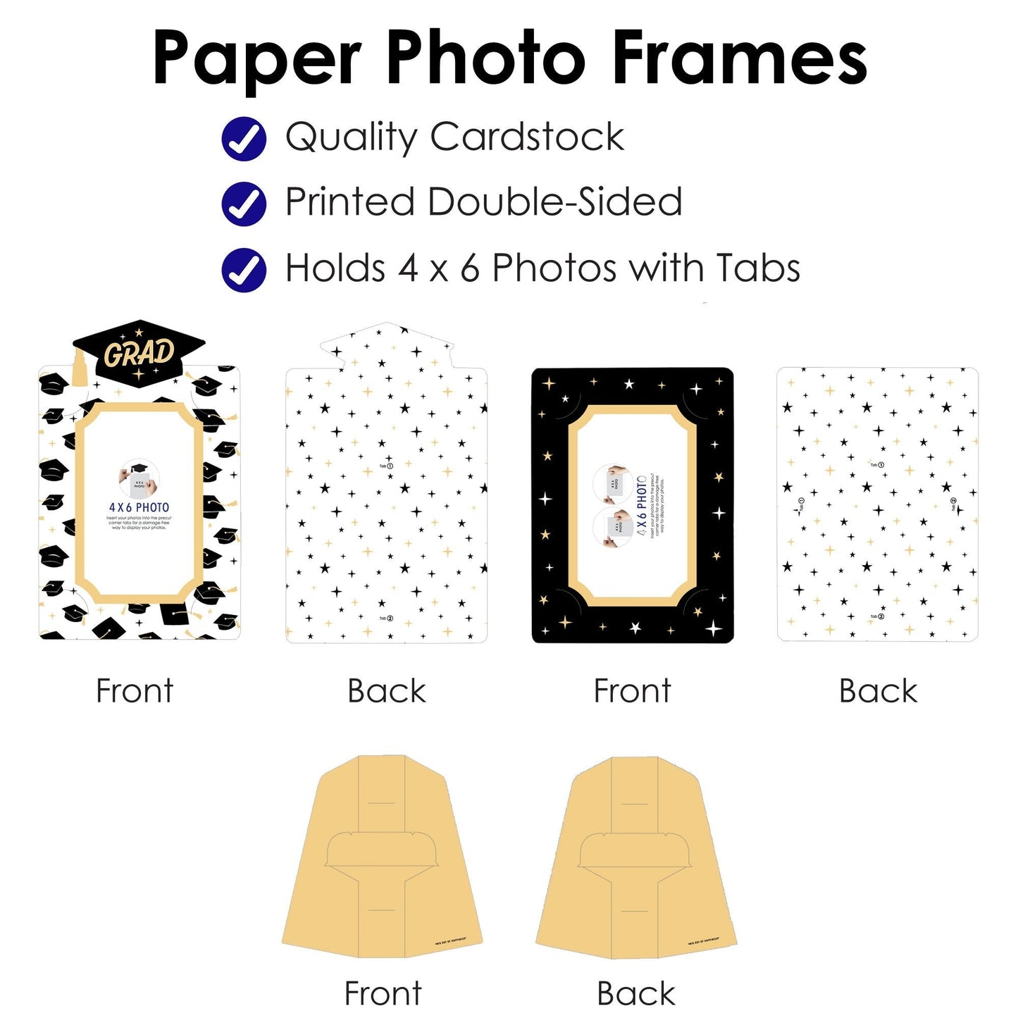 Goodbye High School, Hello College - Graduation Party 4x6 Picture Display - Paper Photo Frames - Set of 12