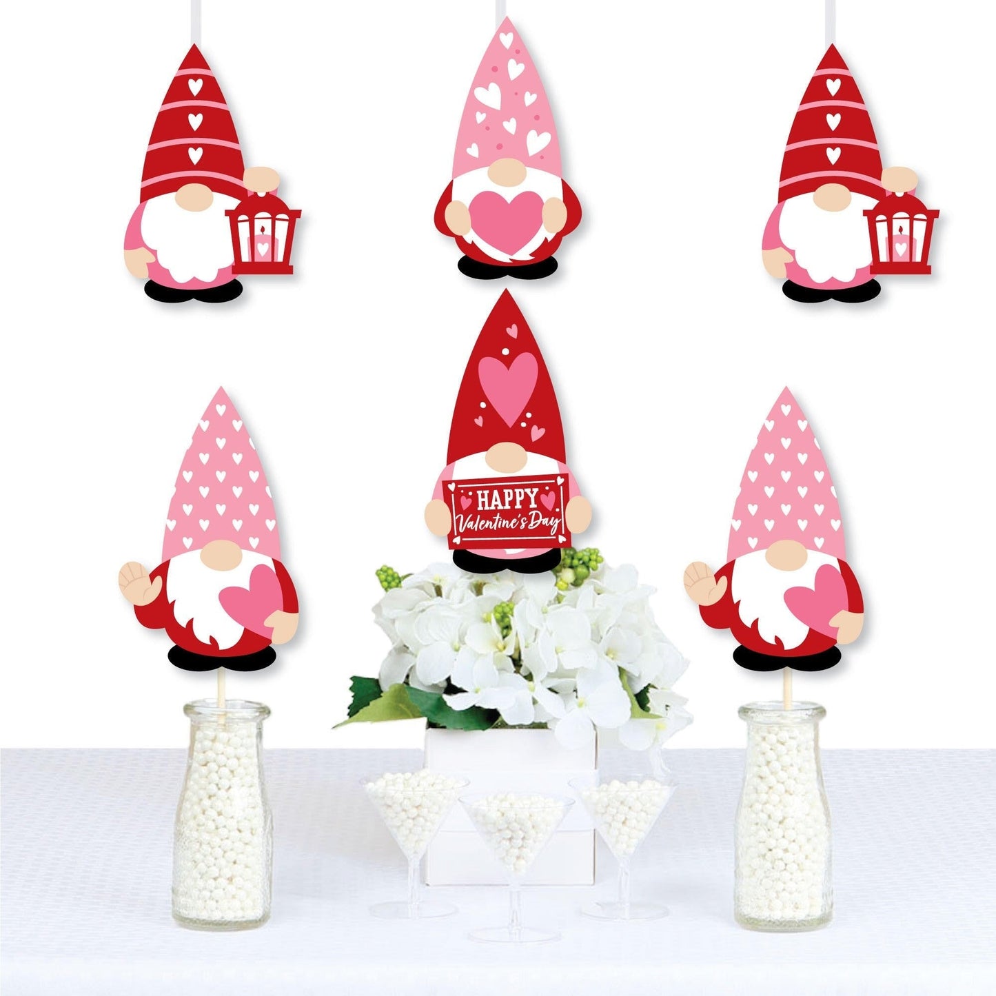 Valentine Gnomes - Decorations DIY Valentine's Day Party Essentials - Set of 20