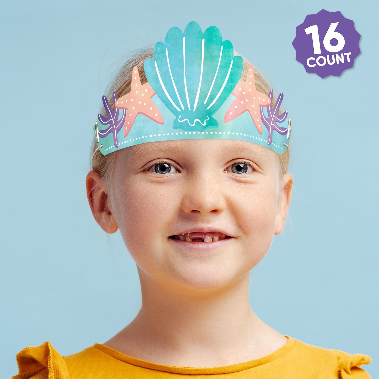 Mermaid Paper Crown Headbands - 16 Ct