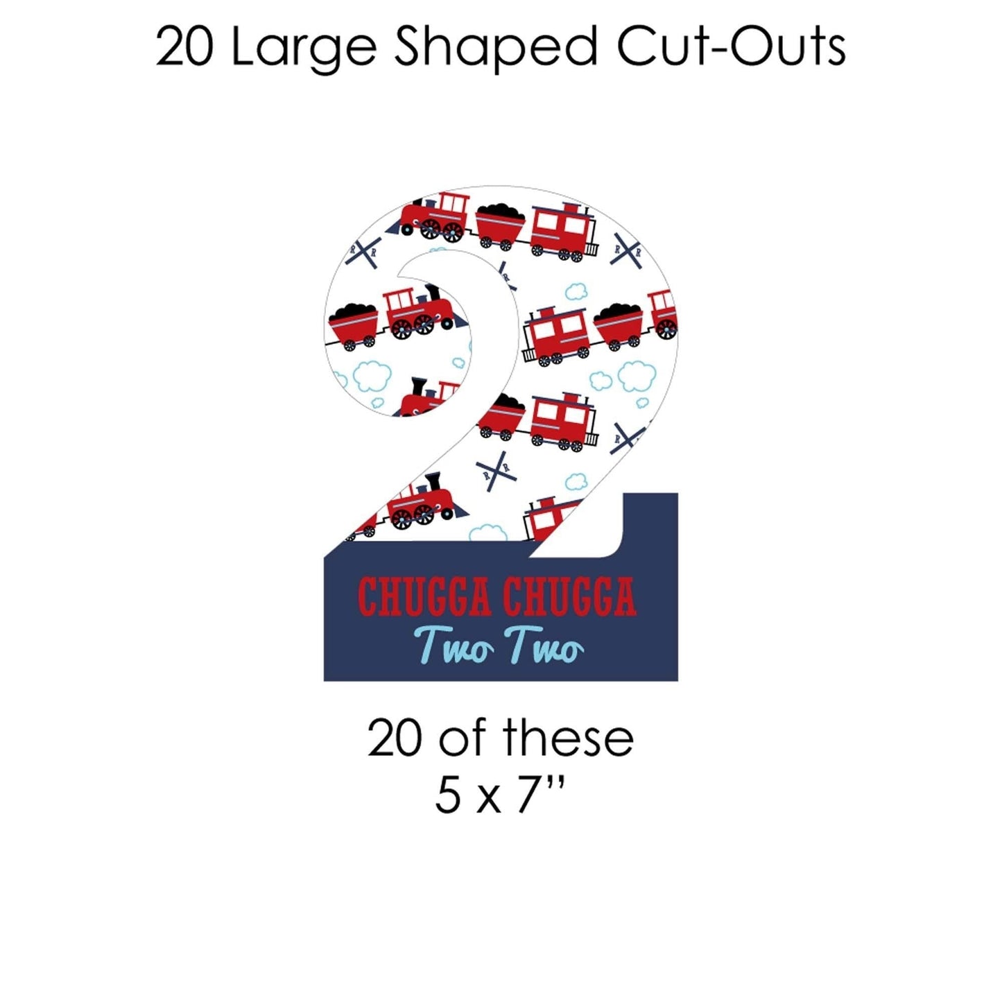 2nd Birthday Railroad Party Crossing - Chugga Chugga Two Two - Steam Train Second Birthday Party DIY Decorations - Clothespin Garland Banner - 44 Pieces