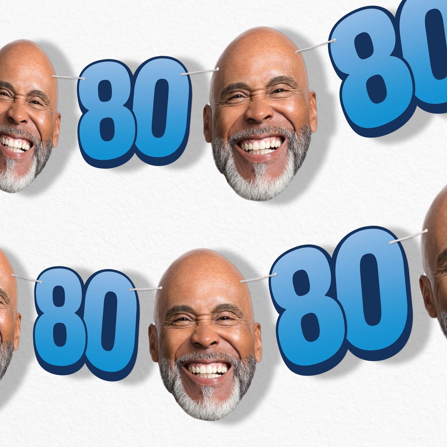 Custom Face 80th Birthday Garland Banner