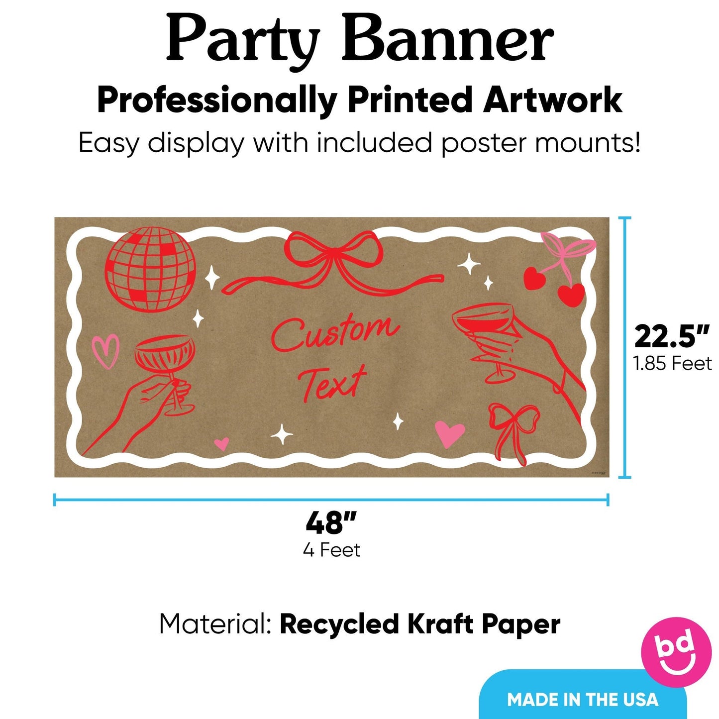 Custom Text Drinks with the Girls Kraft Banner