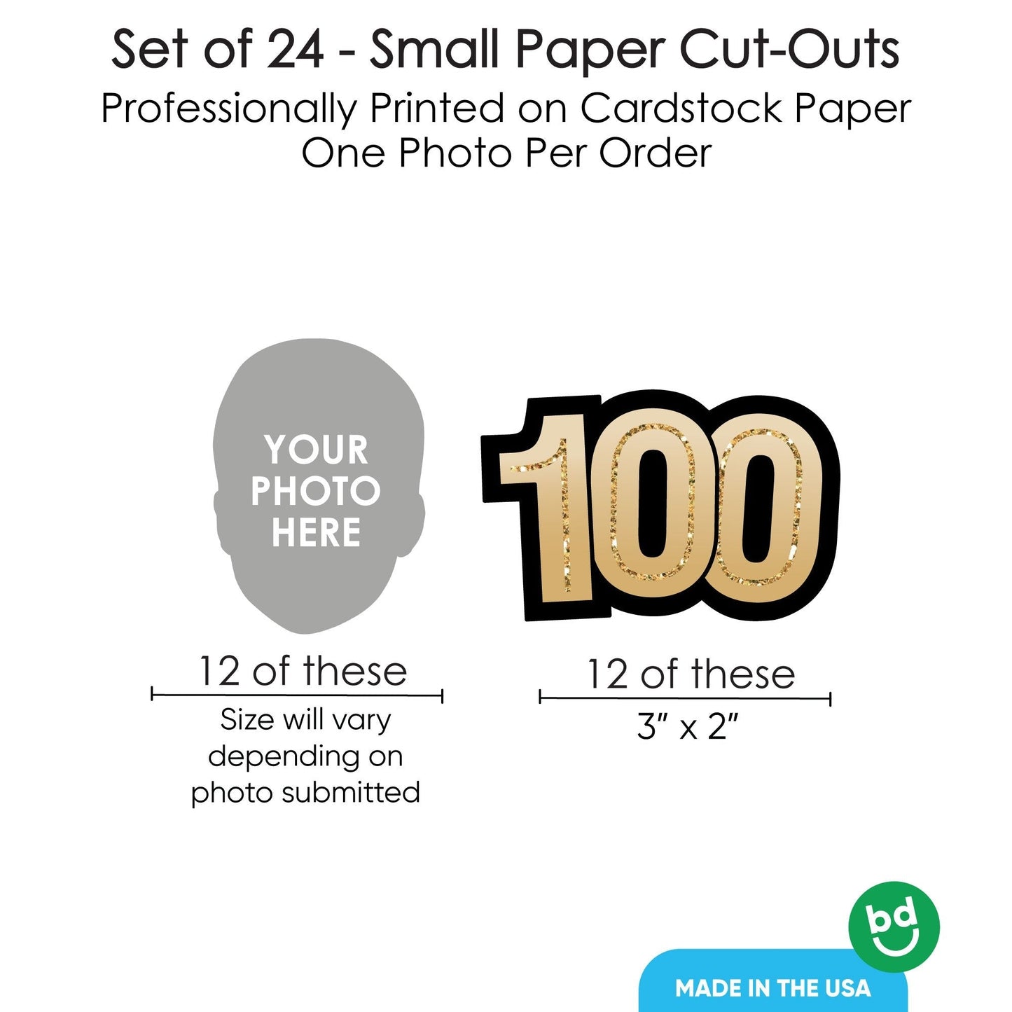 Custom Photo 100th Birthday Cut-Outs - 24 Ct
