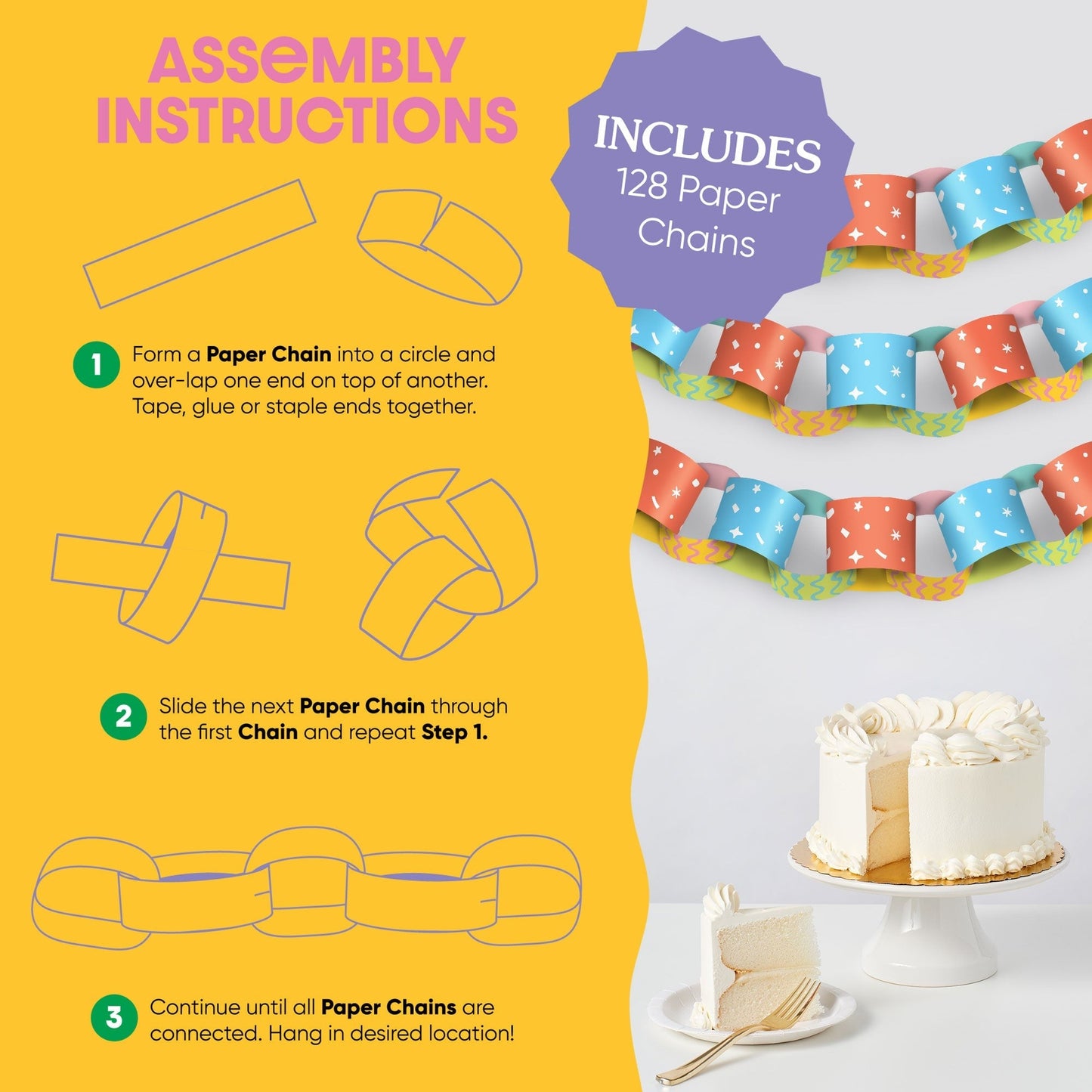 Party Time DIY Paper Chains - 128 Pc