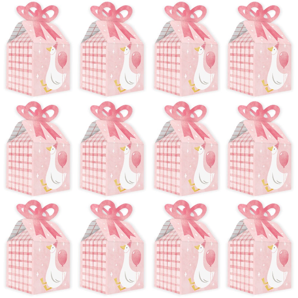 One Silly Goose Pink Bow Boxes - 12 Ct