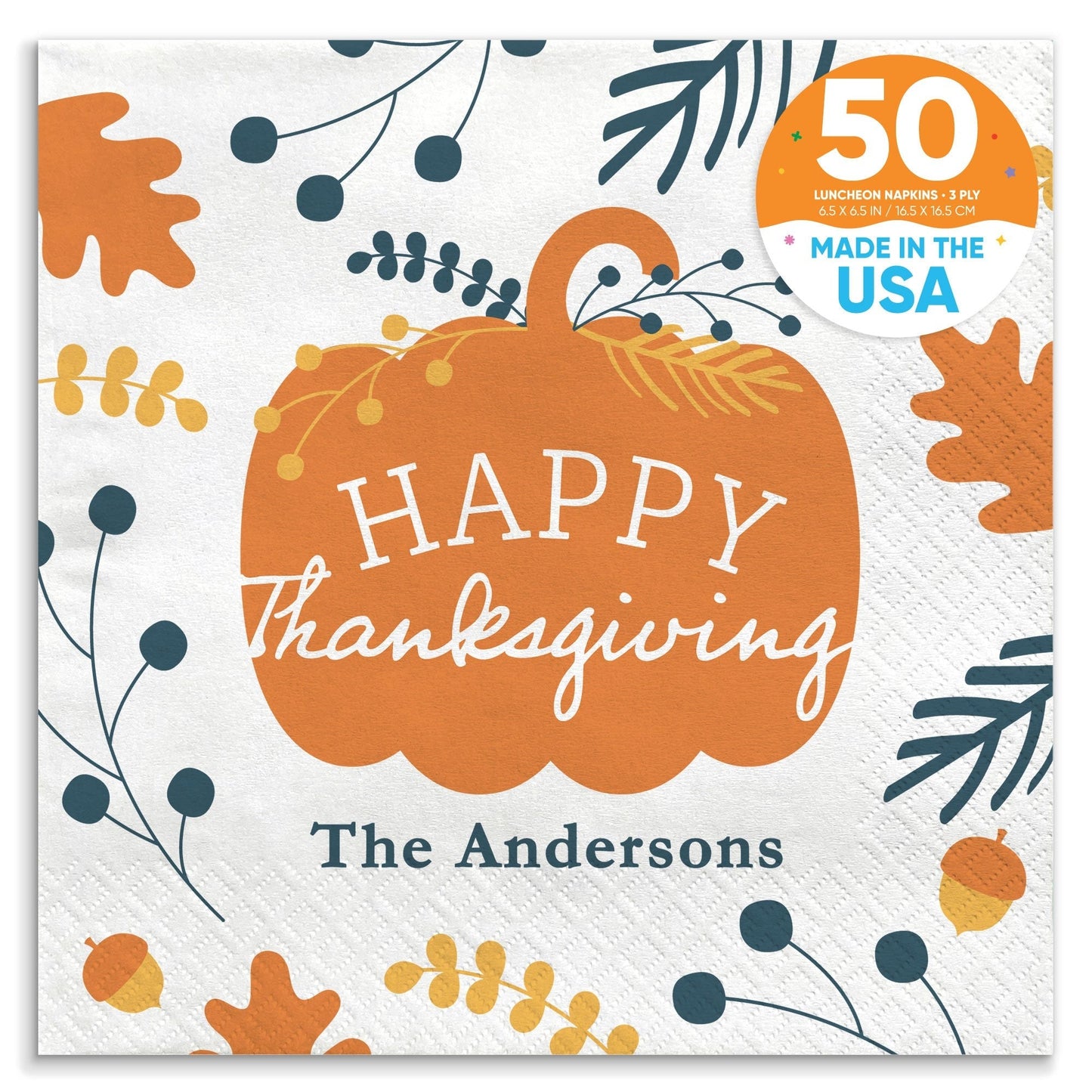 Custom Text Napkins - Happy Thanksgiving