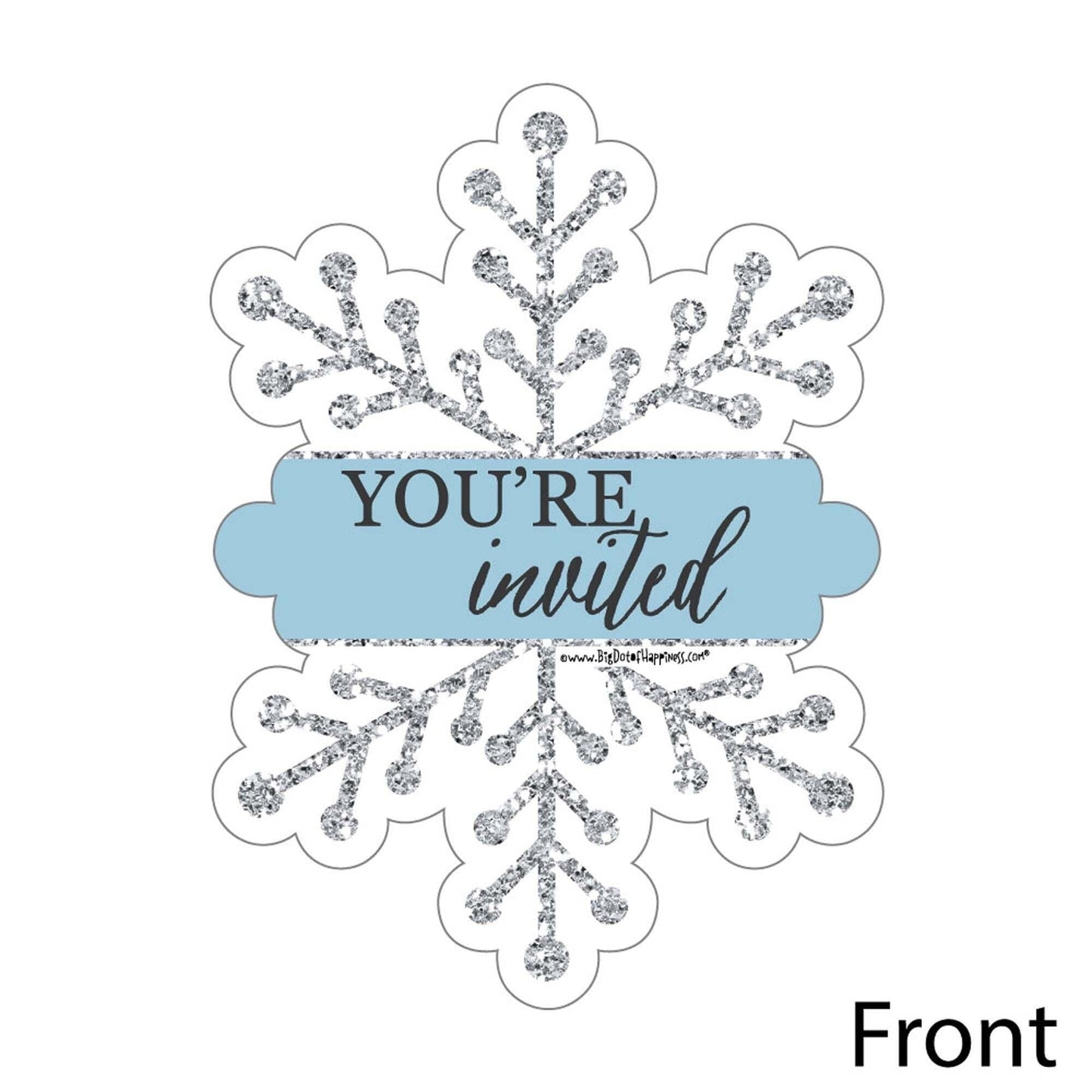 Winter Wonderland - Shaped Fill-In Invitations - Snowflake Holiday Party and Winter Wedding Invitation Cards with Envelopes - Set of 12