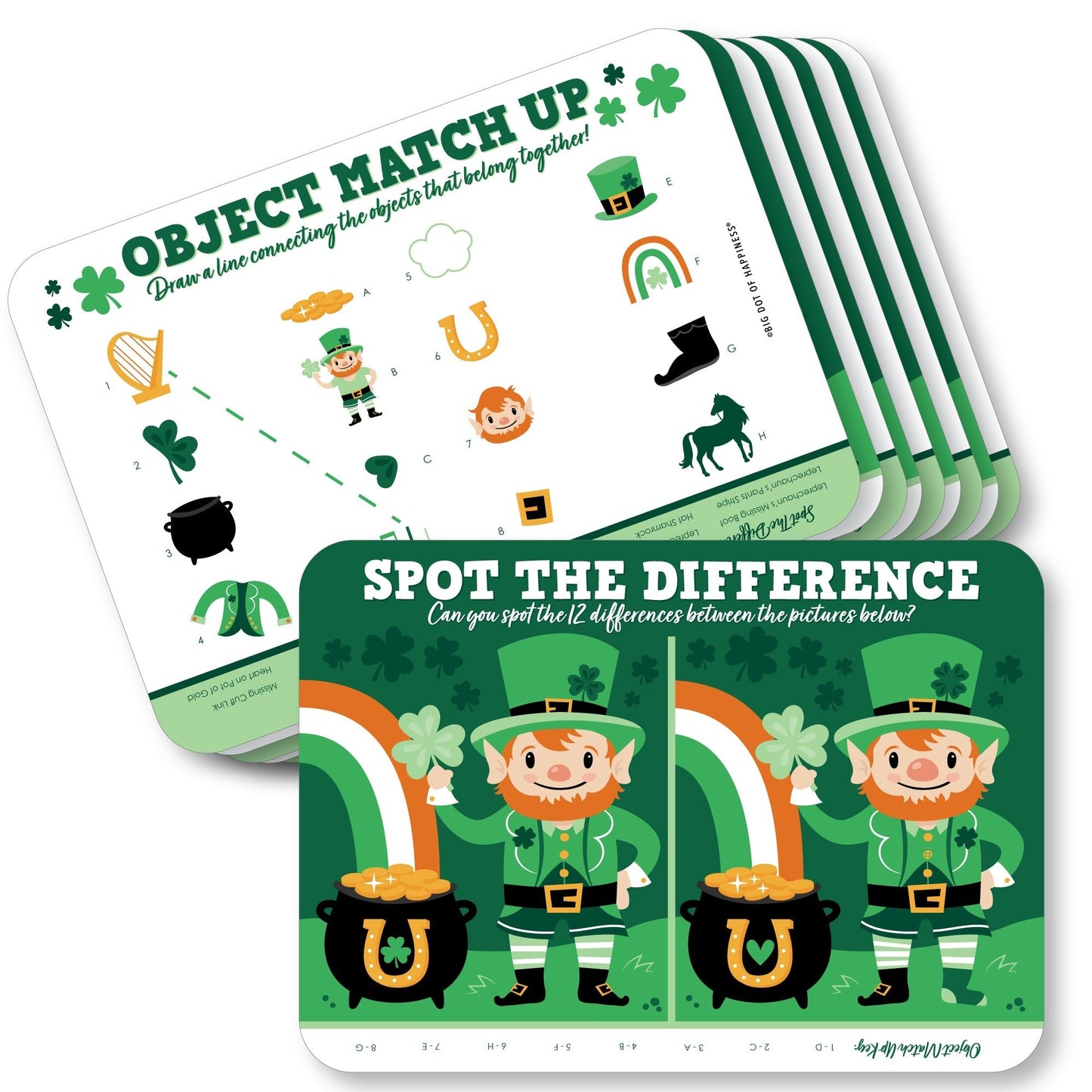 Shamrock St. Patrick's Day - 2-in-1 Saint Paddy’s Day Party Cards - Activity Duo Games - Set of 20