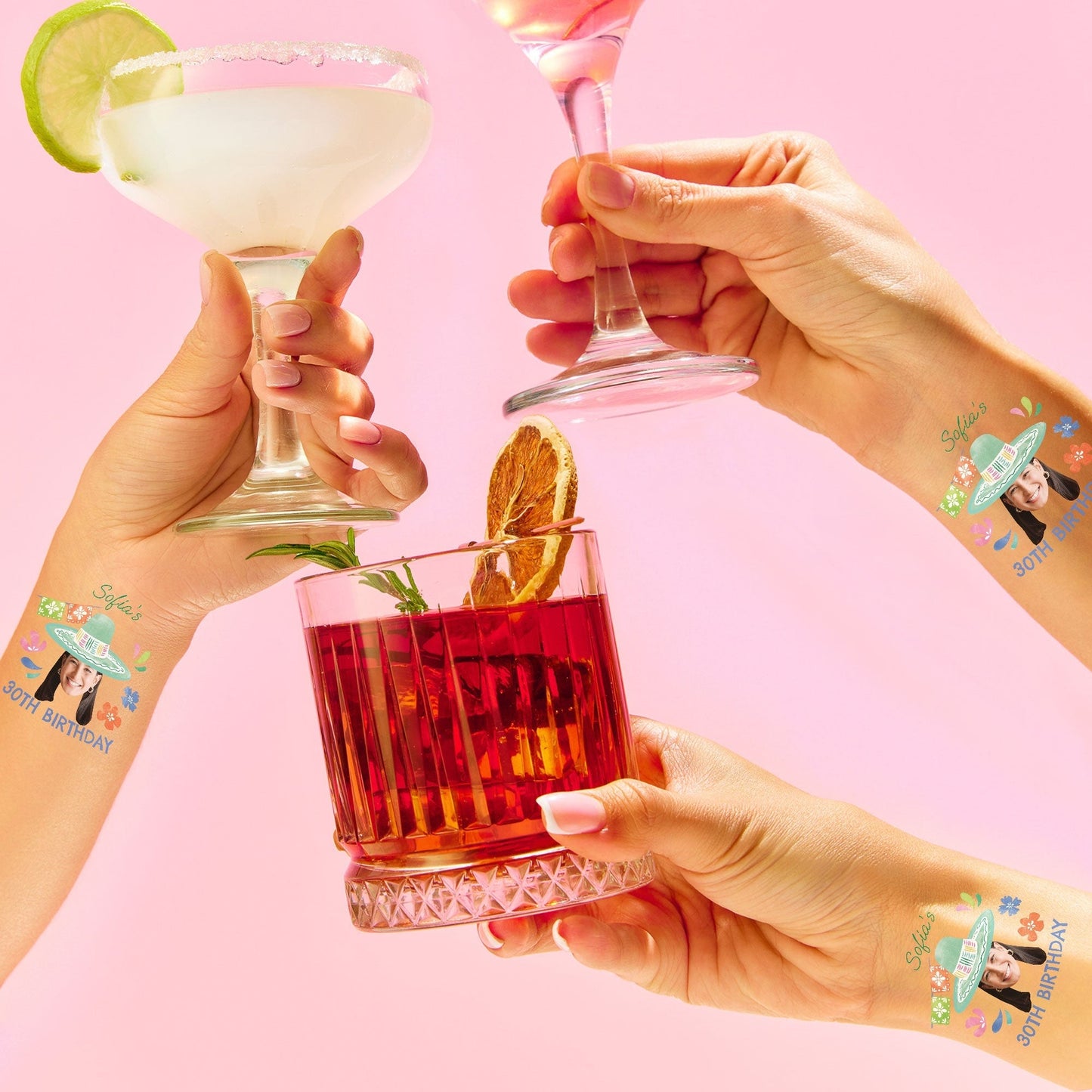 Custom Face Fiesta Temporary Tattoos - 12 Ct