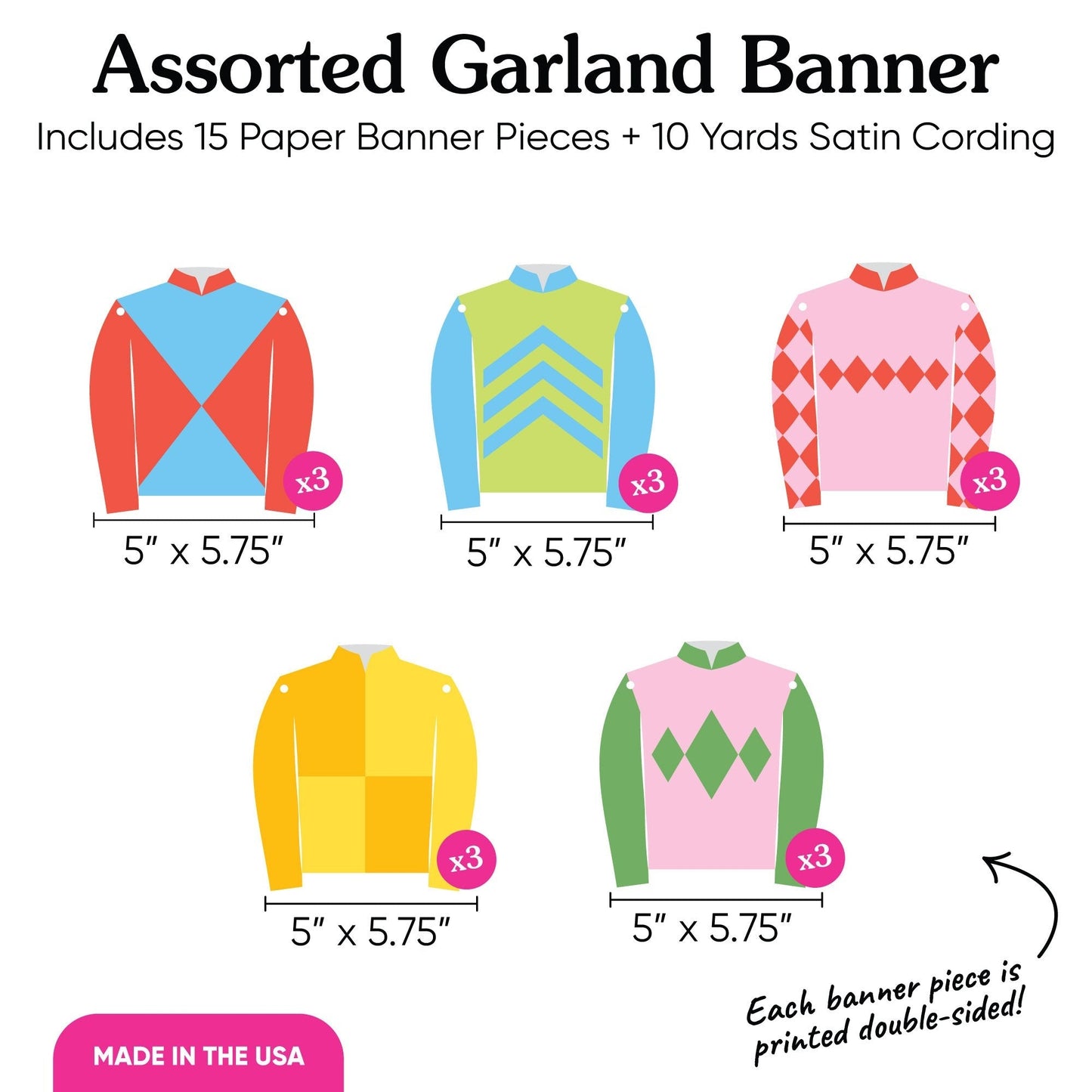 Derby Horse Race Garland Banner - 15 Pc
