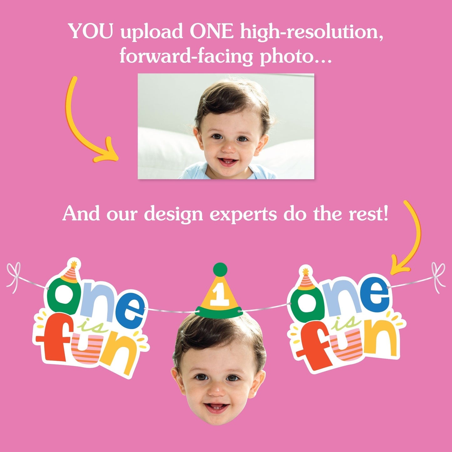 Custom Face Garland Banner - One is Fun