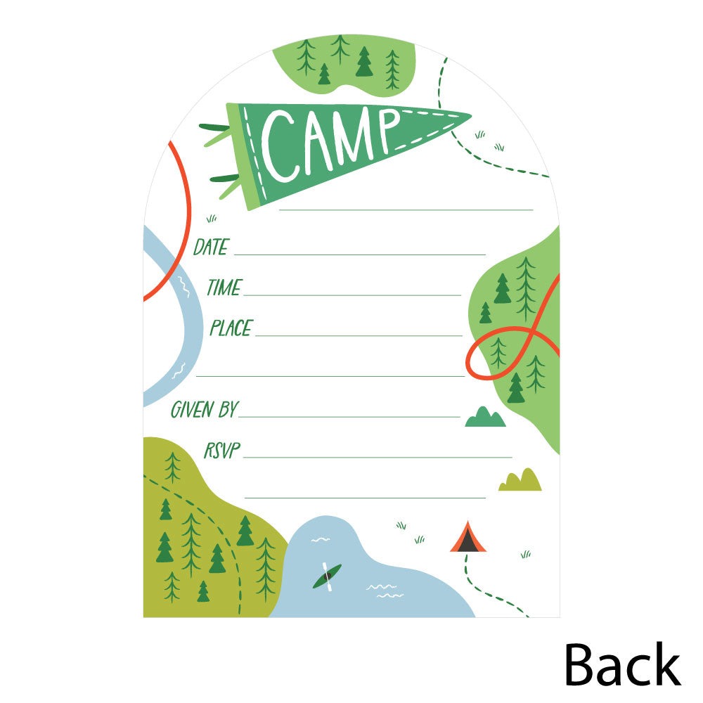 Camping Shaped Fill-In Invitations - 12 Ct