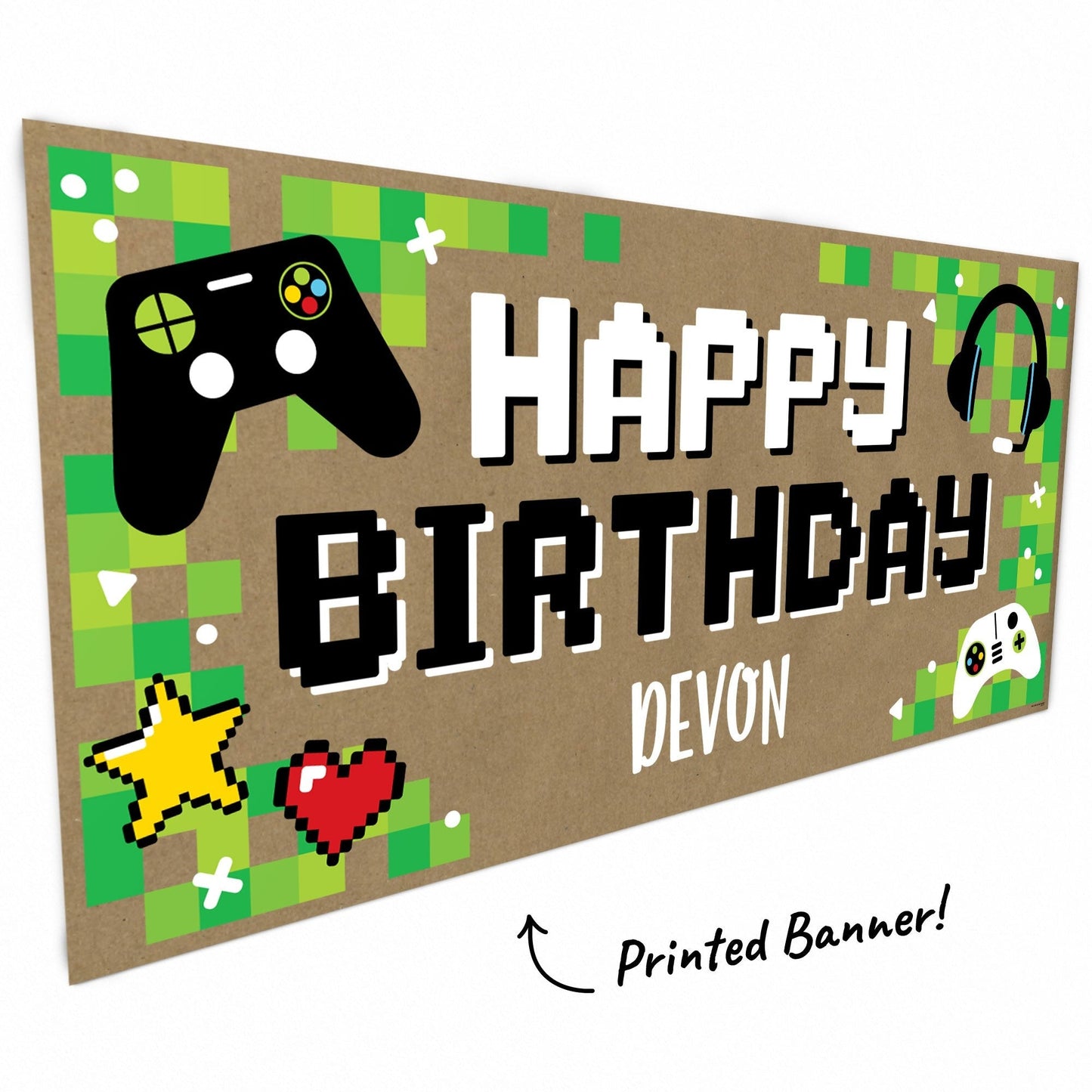 Custom Text Game Zone Birthday Kraft Banner