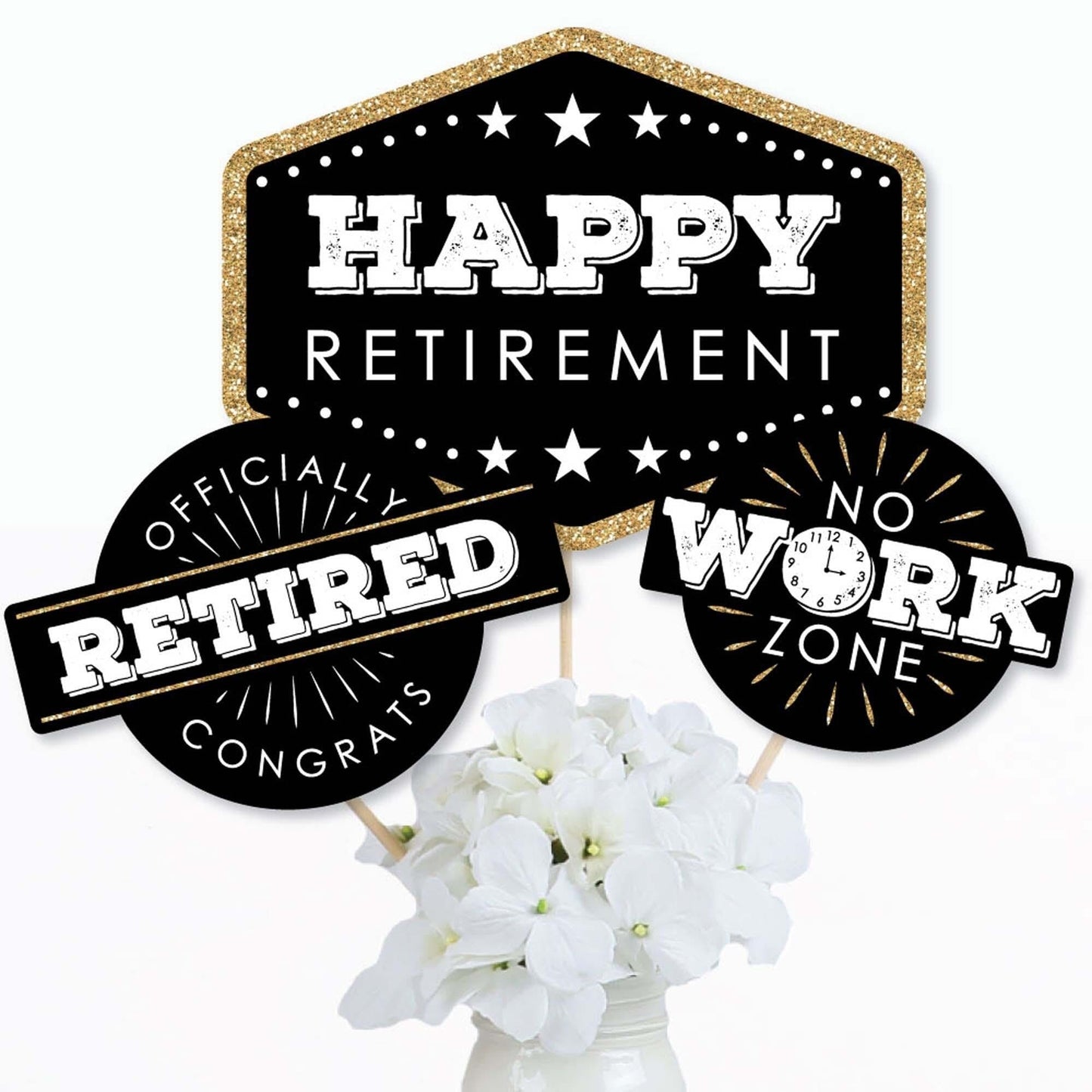 Happy Retirement - Retirement Party Centerpiece Sticks - Table Toppers - Set of 15