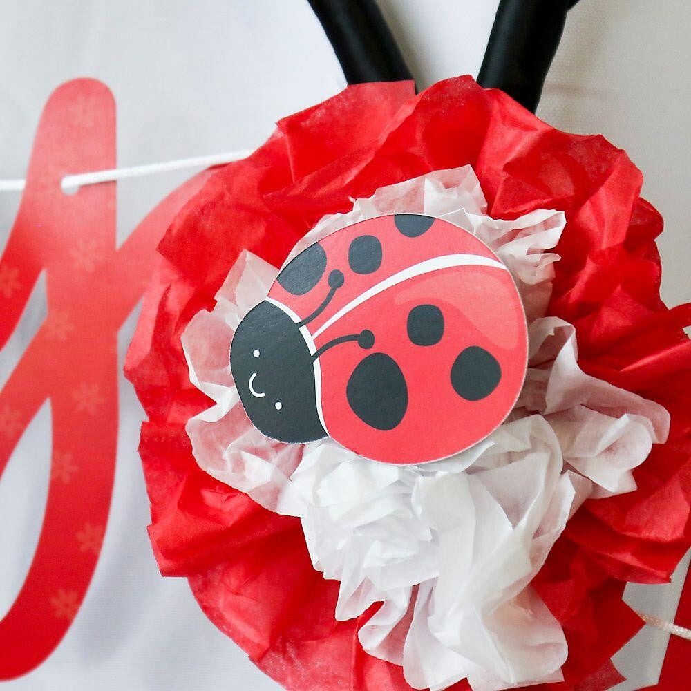 Happy Little Ladybug - DIY Shaped Baby Shower or Birthday Party Cut-Outs - 24 ct