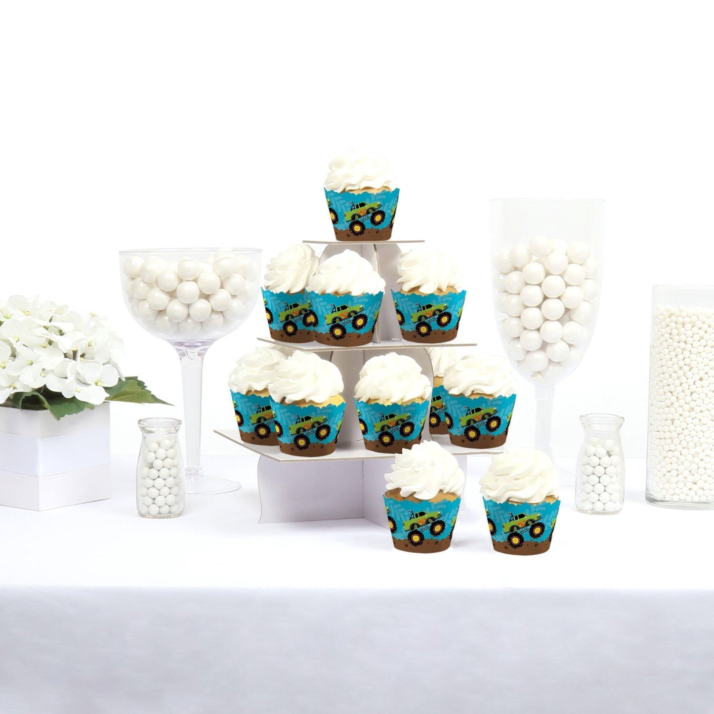 Smash and Crash - Monster Truck - Boy Birthday Party Decorations - Party Cupcake Wrappers - Set of 12