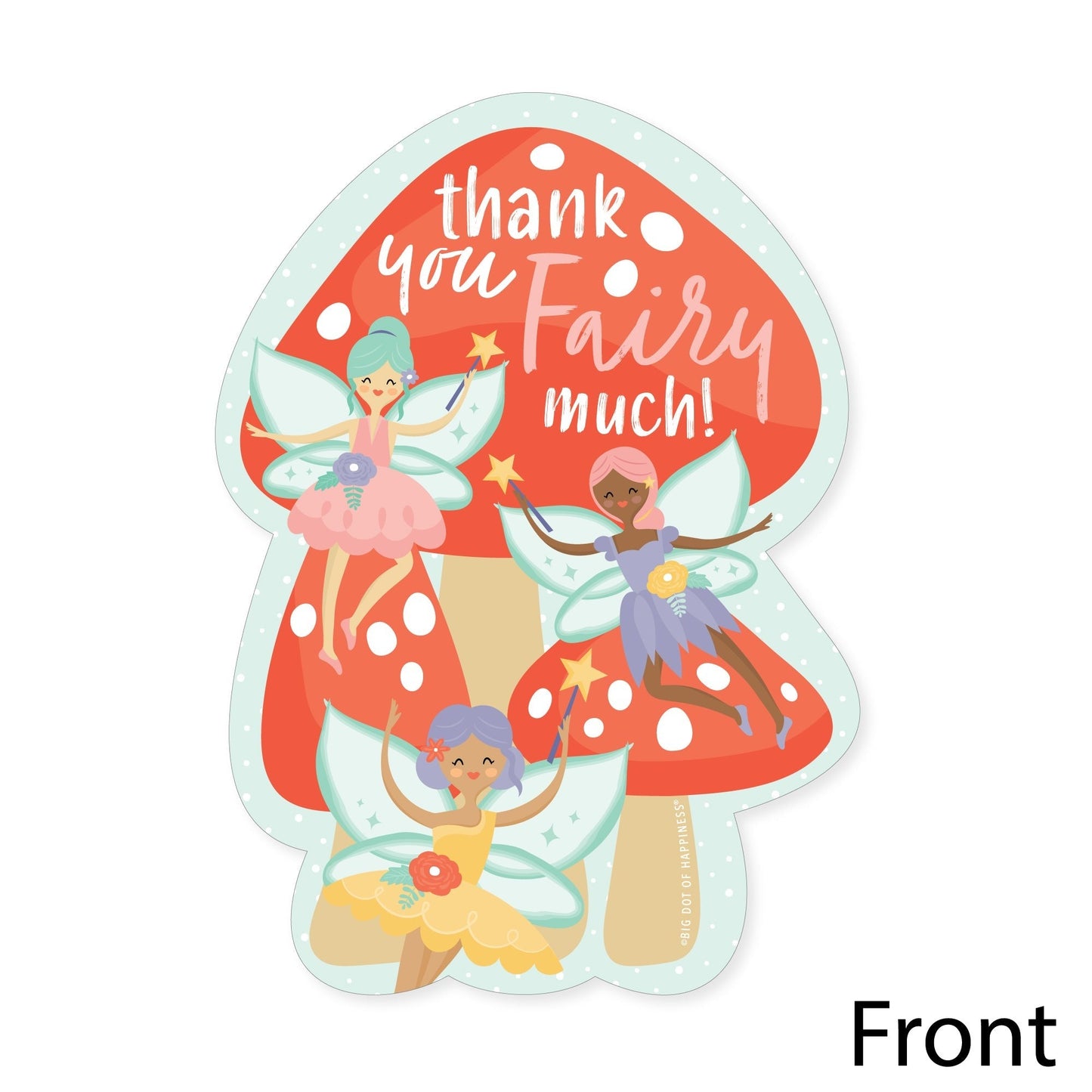 Let's Be Fairies - Shaped Thank You Cards - Fairy Garden Birthday Party Thank You Note Cards with Envelopes - Set of 12