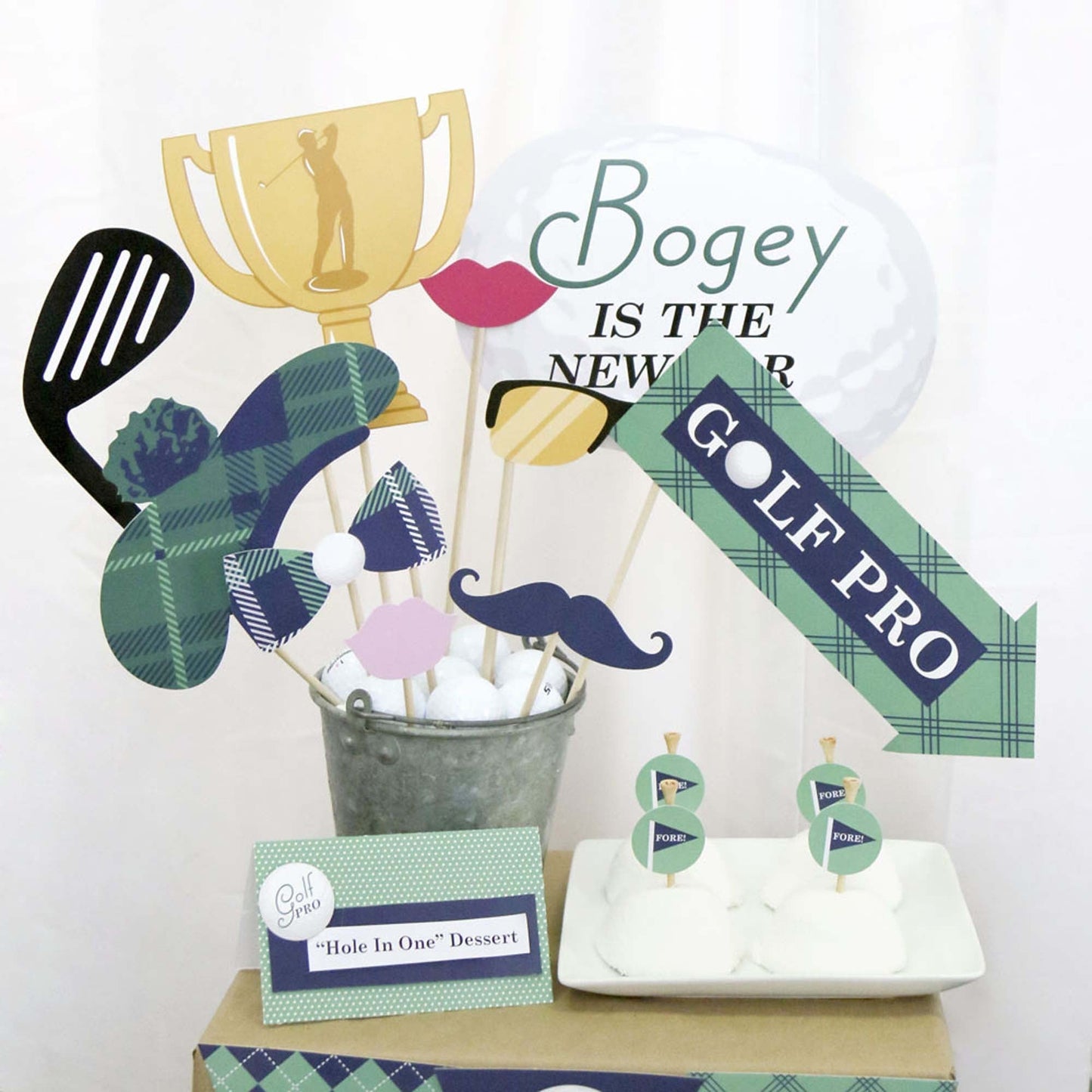 Par-Tee Time - Golf - Baby Shower, Birthday Party or Retirement Party Photo Booth Props Kit - 20 Count