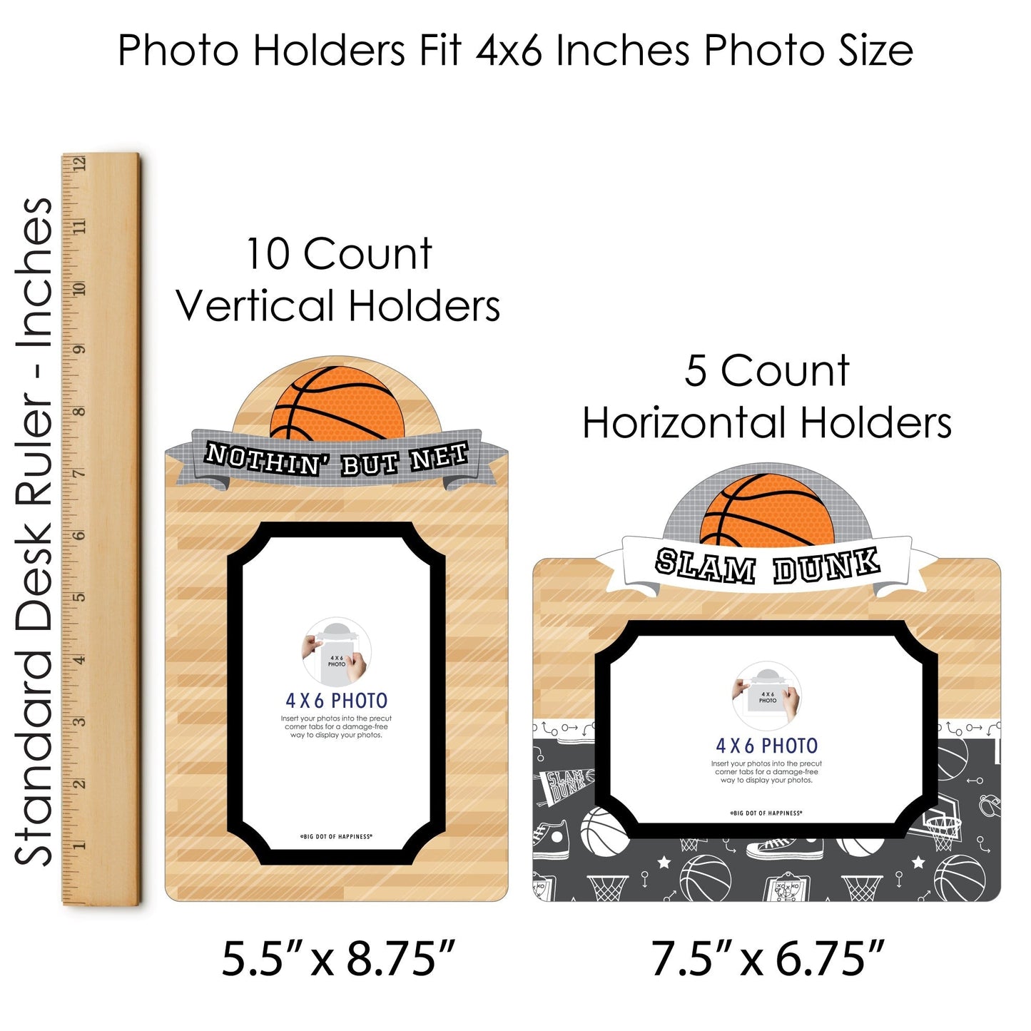 Nothin' But Net - Basketball - Baby Shower or Birthday Party Picture Centerpiece Sticks - Photo Table Toppers - 15 Pieces