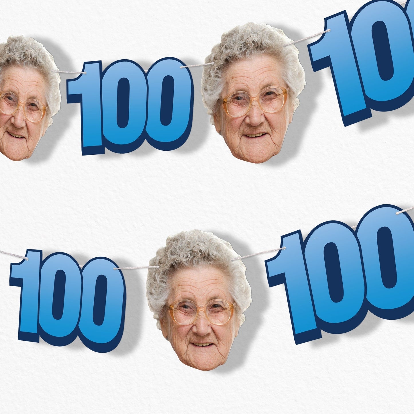 Custom Face 100th Birthday Garland Banner