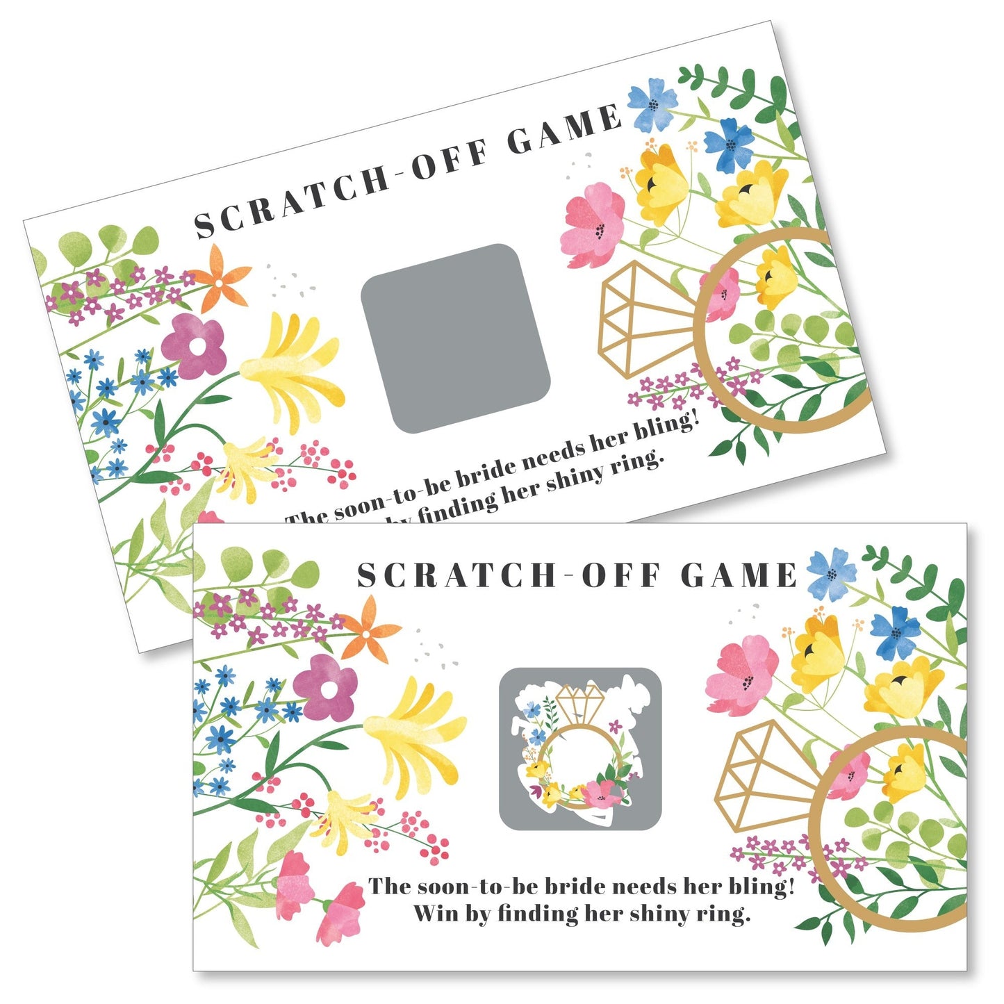 Wildflowers Bride - Boho Floral Bridal Shower and Wedding Party Game Scratch Off Cards - 22 Count