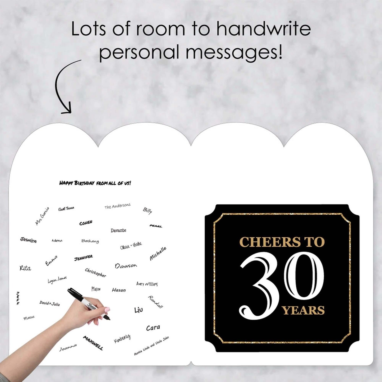 Adult 30th Birthday - Gold - Happy Birthday Giant Greeting Card - Big Shaped Jumborific Card - 16.5 x 22 inches