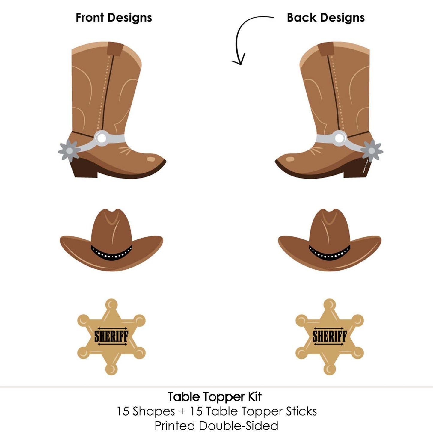 Western Hoedown - Wild West Cowboy Party Centerpiece Sticks - Table Toppers - Set of 15