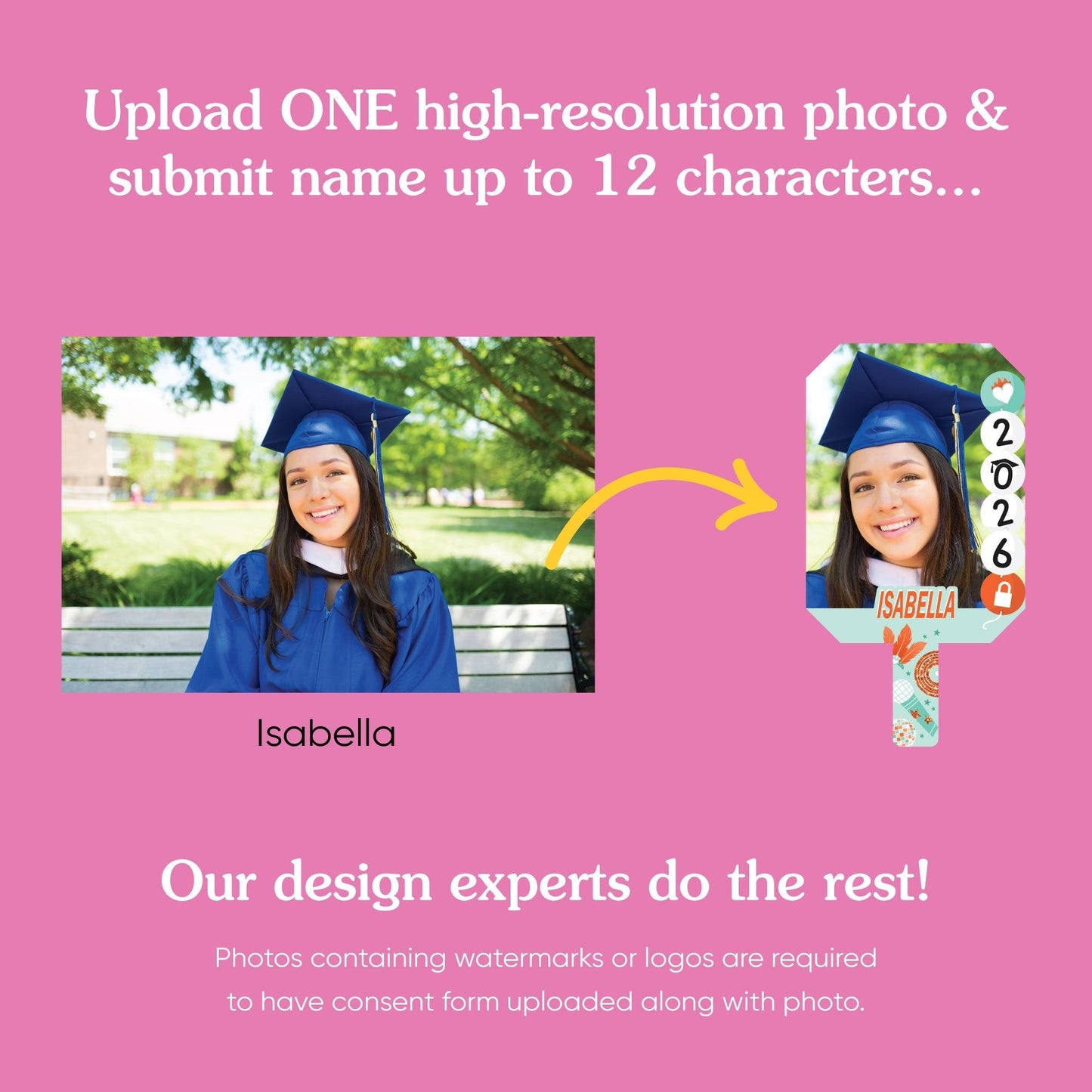 Custom The Life of a Graduate Photo Paddle 1, 3, 6, or 12 Ct