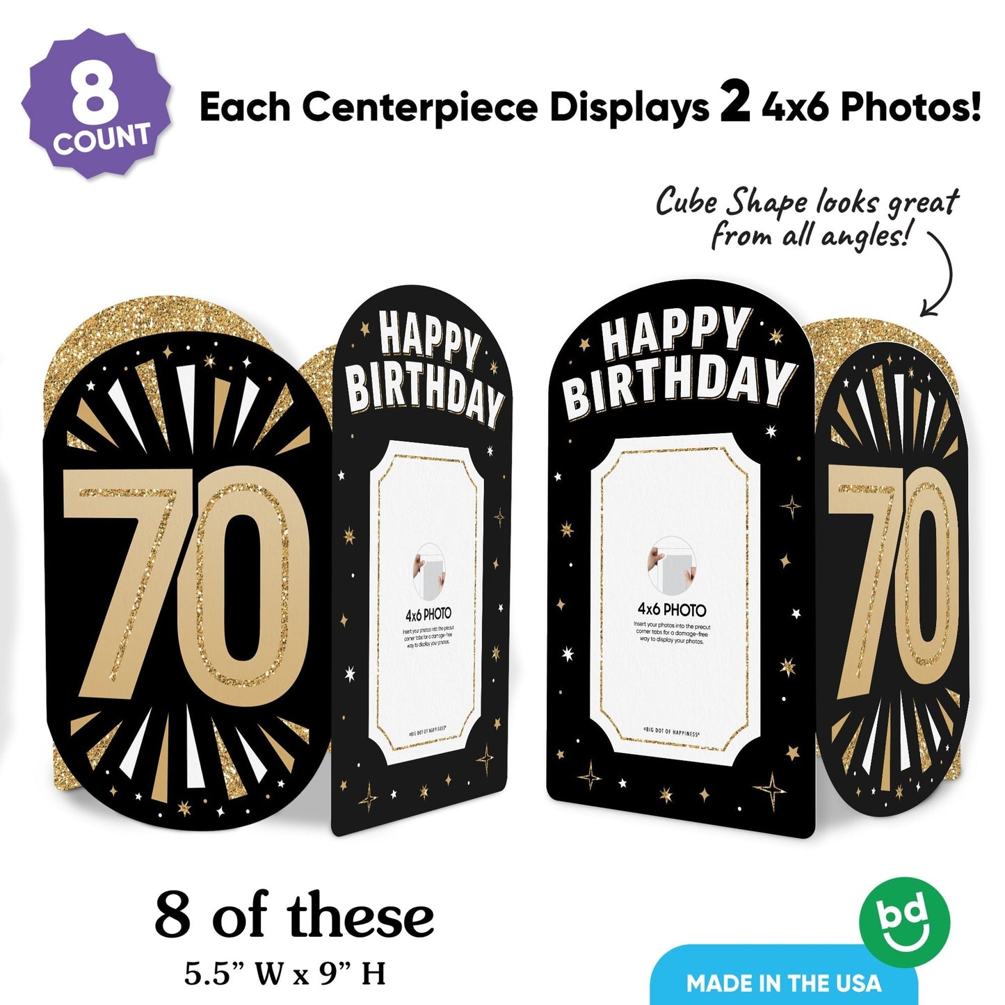70th Birthday Photo Centerpieces - 8 Ct