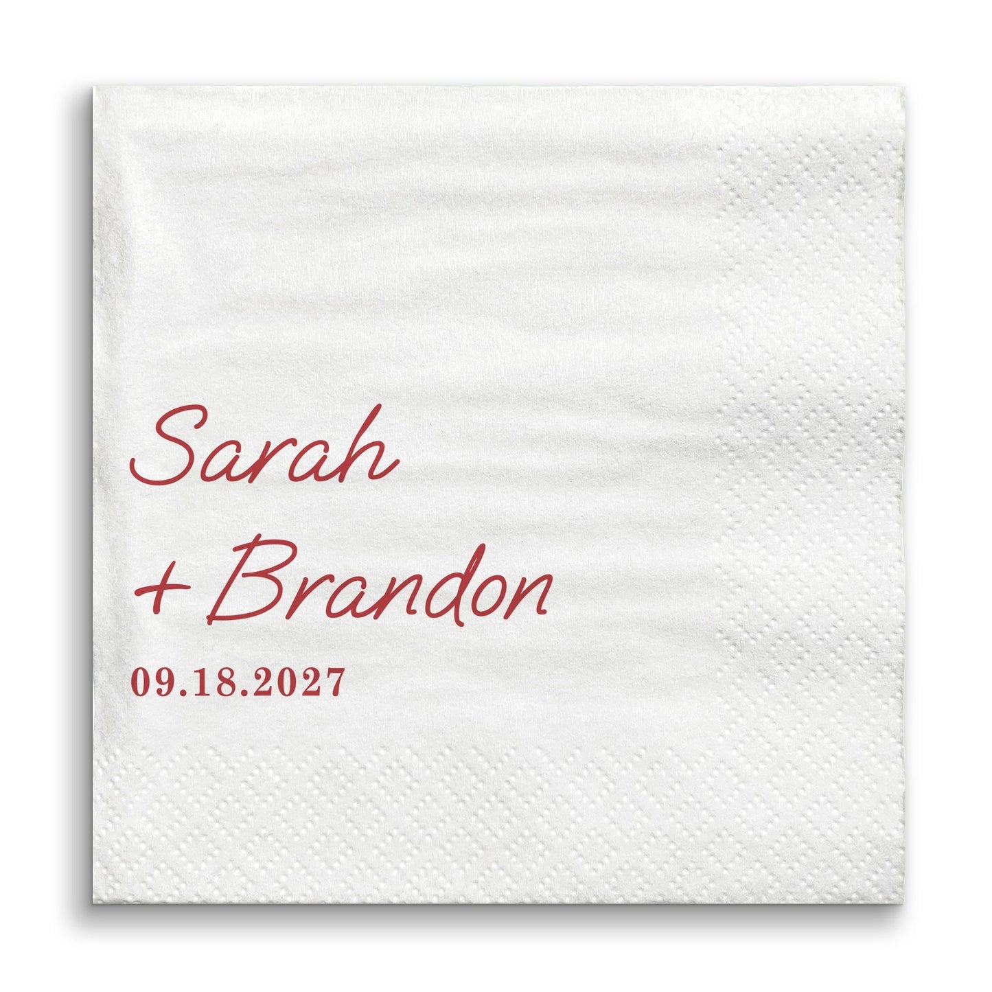 Custom Text - Cherry Red Simple Wedding Script Napkins