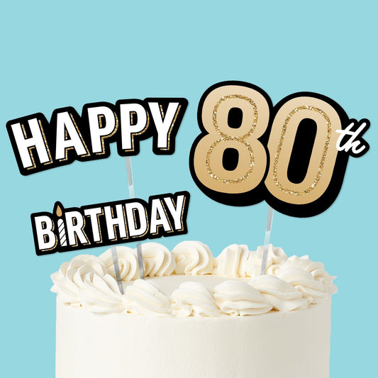 80th Birthday Cake Topper - 3 Pc