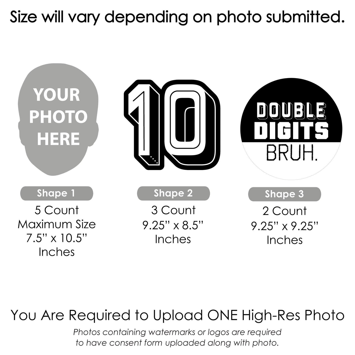 Custom Face Yard Signs - 10th Birthday Bruh - 10 Pc