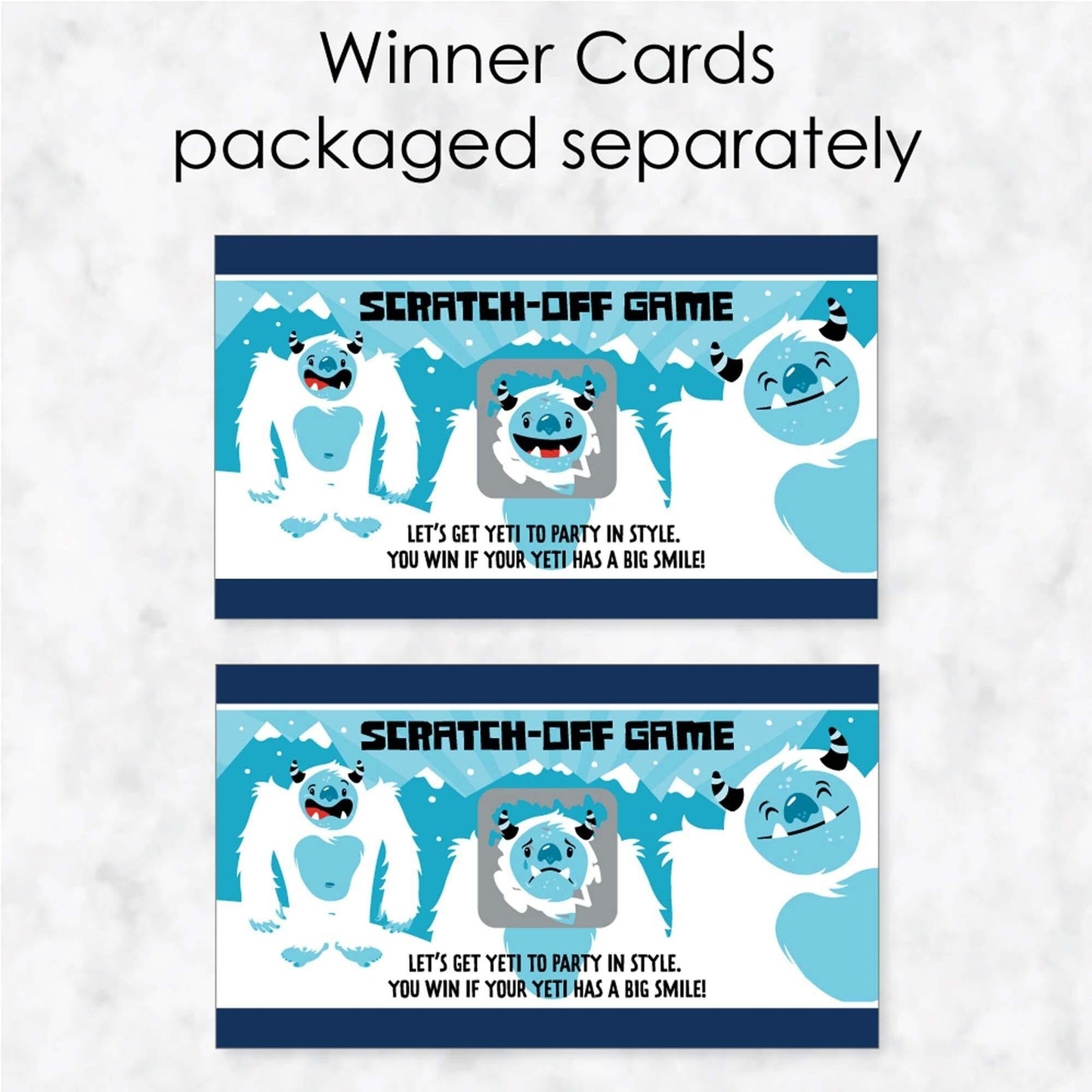 Yeti to Party - Abominable Snowman Party or Birthday Party Game Scratch Off Dare Cards - 22 Count
