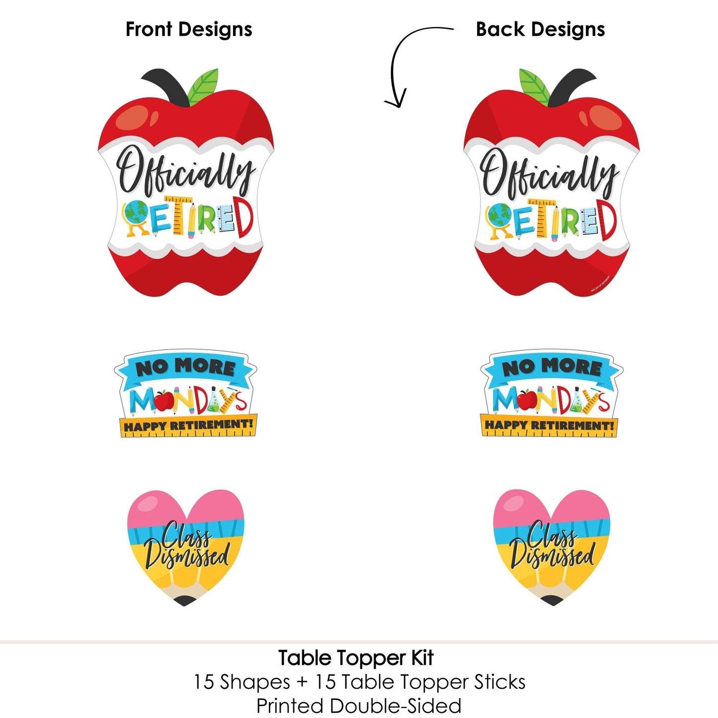 Teacher Retirement - Happy Retirement Party Centerpiece Sticks - Table Toppers - Set of 15