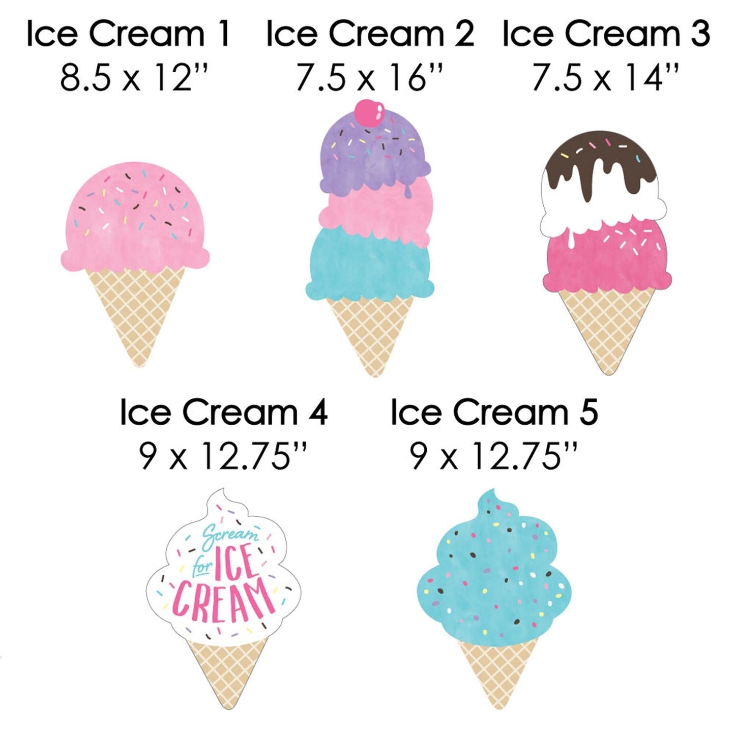 Scoop Up The Fun - Ice Cream - Lawn Decorations - Outdoor Sprinkles Party Yard Decorations - 10 Piece